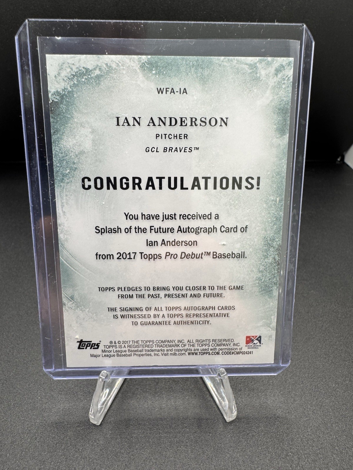 2017 Topps Pro Debut Ian Anderson Splash of the Future Auto /25 #WFA-IA