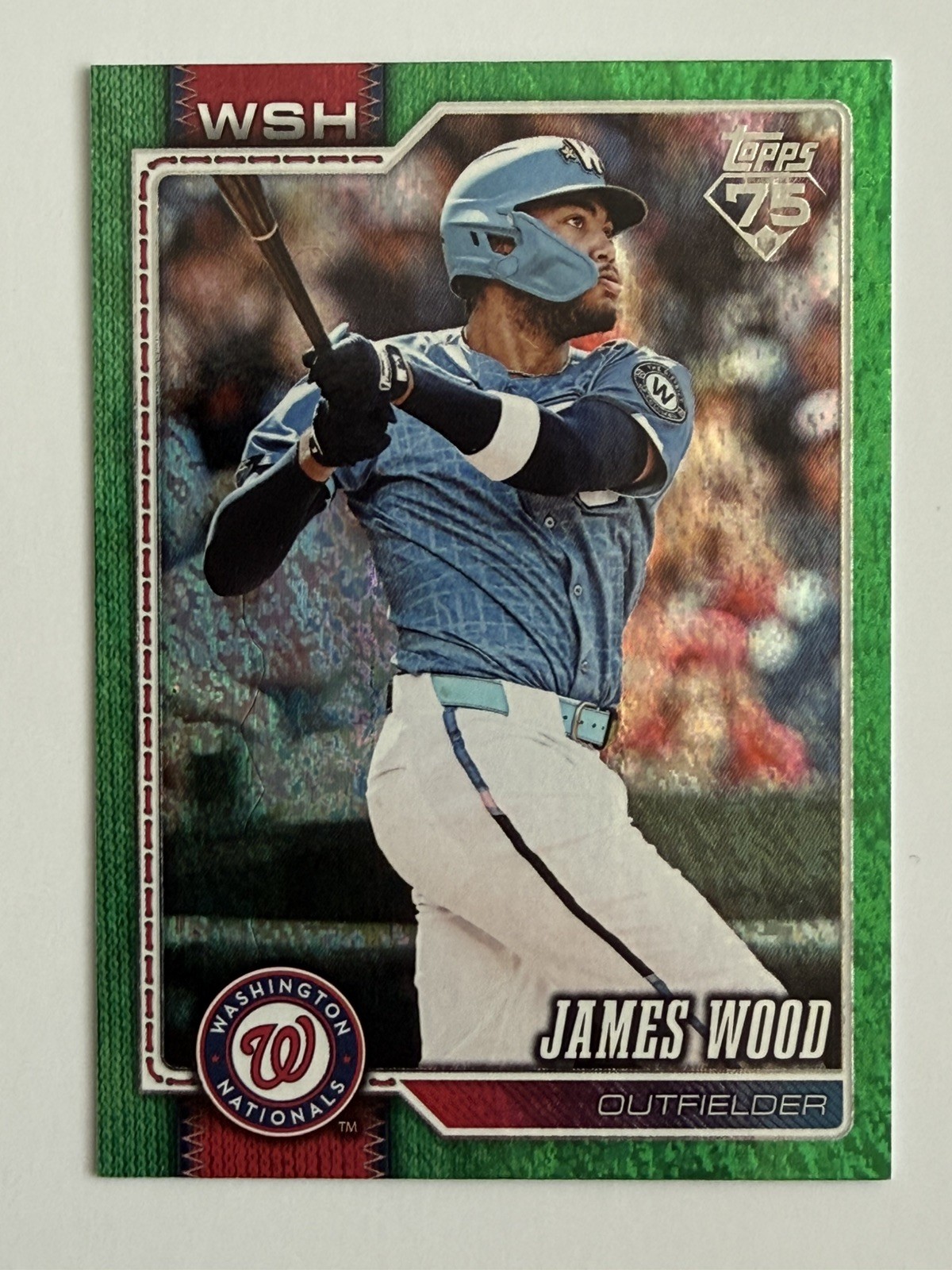 James Wood 2026 Topps Series 1 Green Holo Foil Nationals 79/99