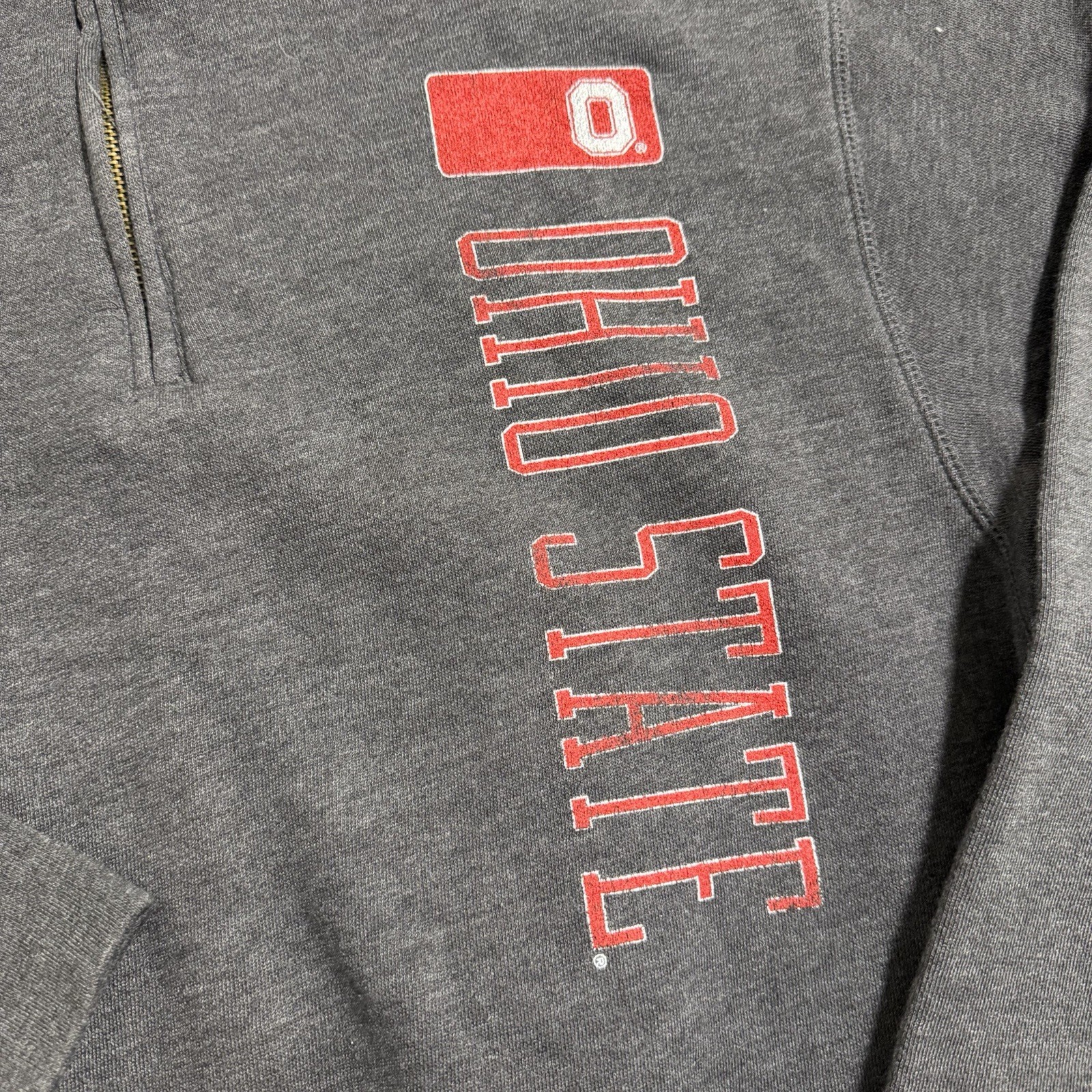 Vintage Ohio State Buckeyes Sweatshirt Mens M Gray Long Sleeve 1/4 Zip Pullover