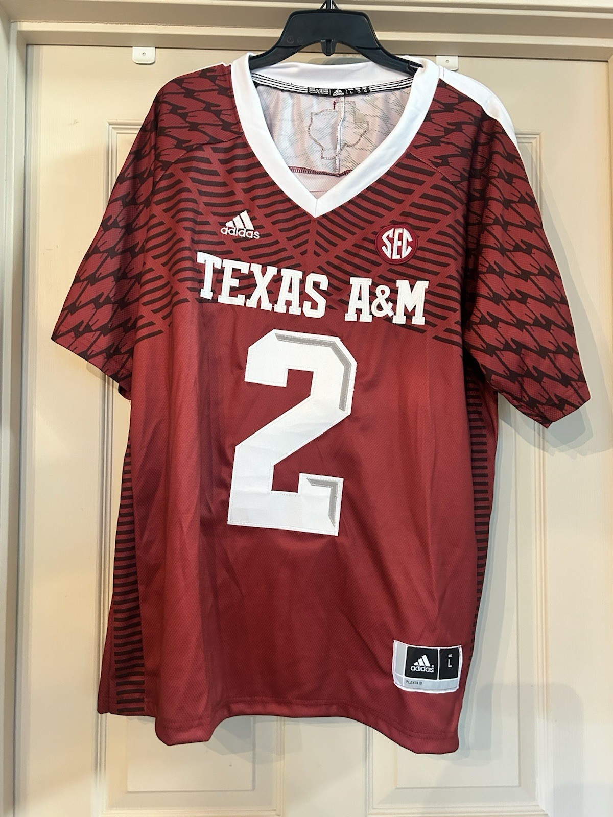 New Adidas Texas A&M Men’s Large Soccer Jersey #2 Manziel SEC