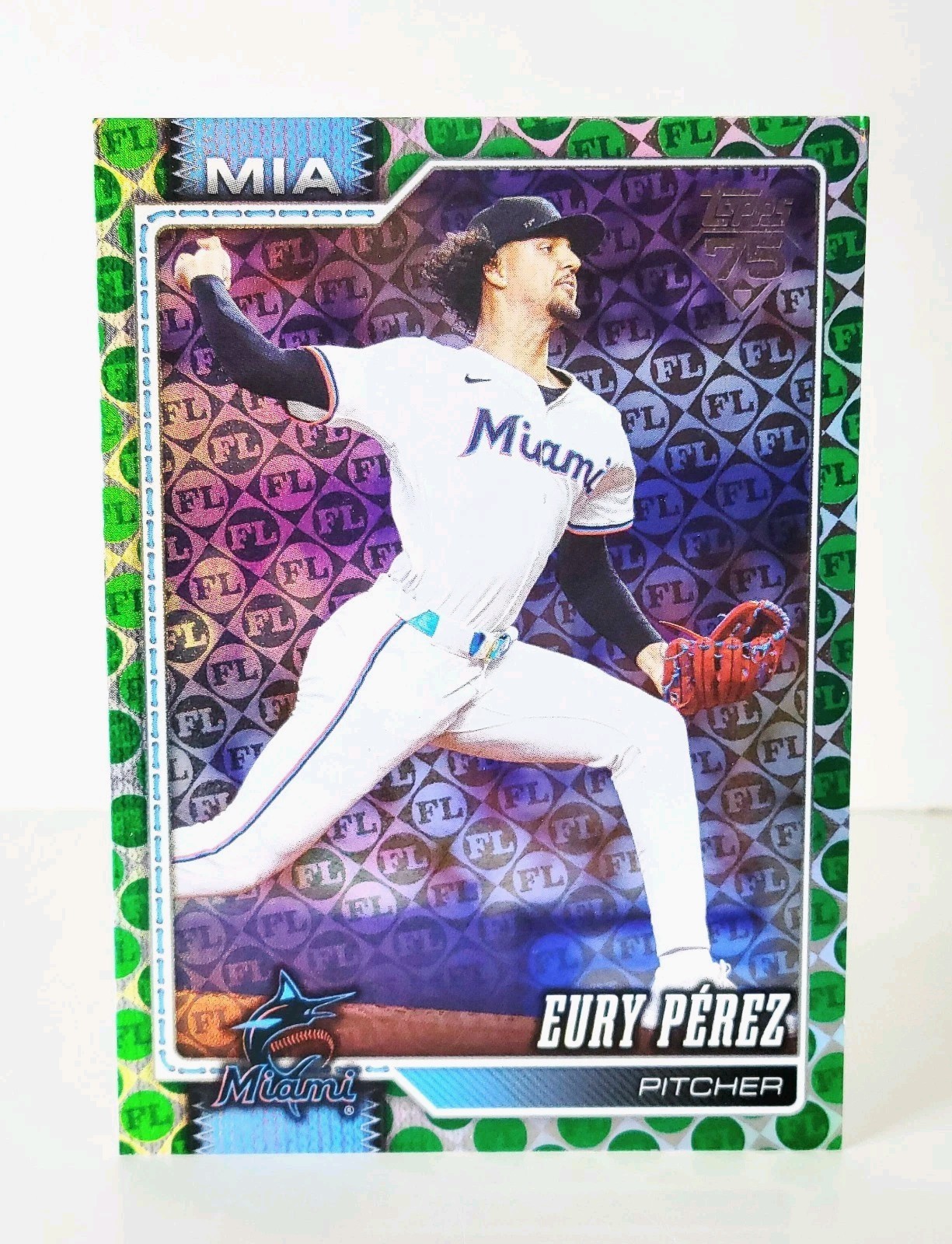 2026 Topps Series 1 #285 Eury Perez-Green Spring Training Parallel SP /99 Miami.