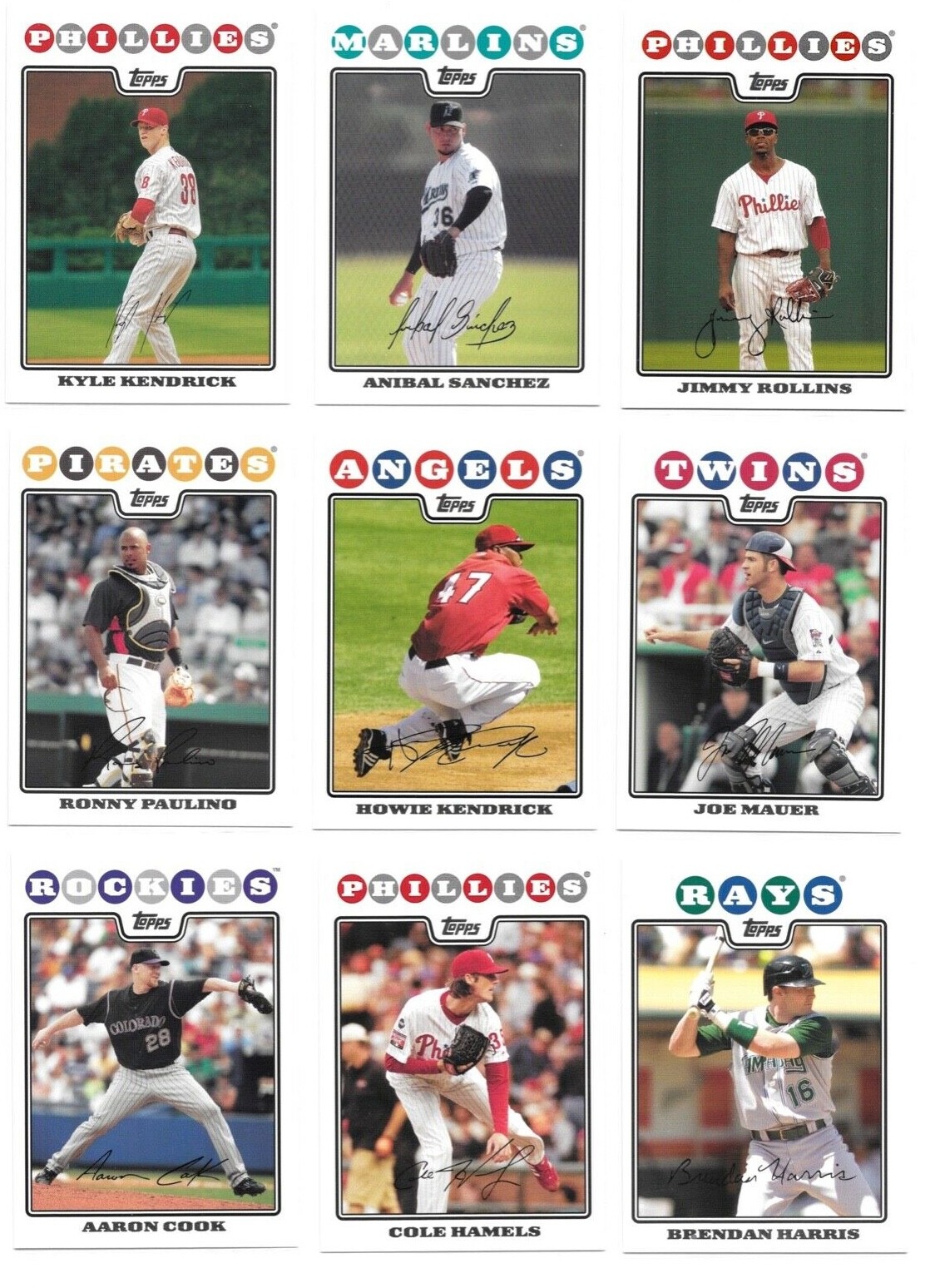 2008 Topps Baseball Trading Cards / Choose from list #s 1 – 250 / mb7