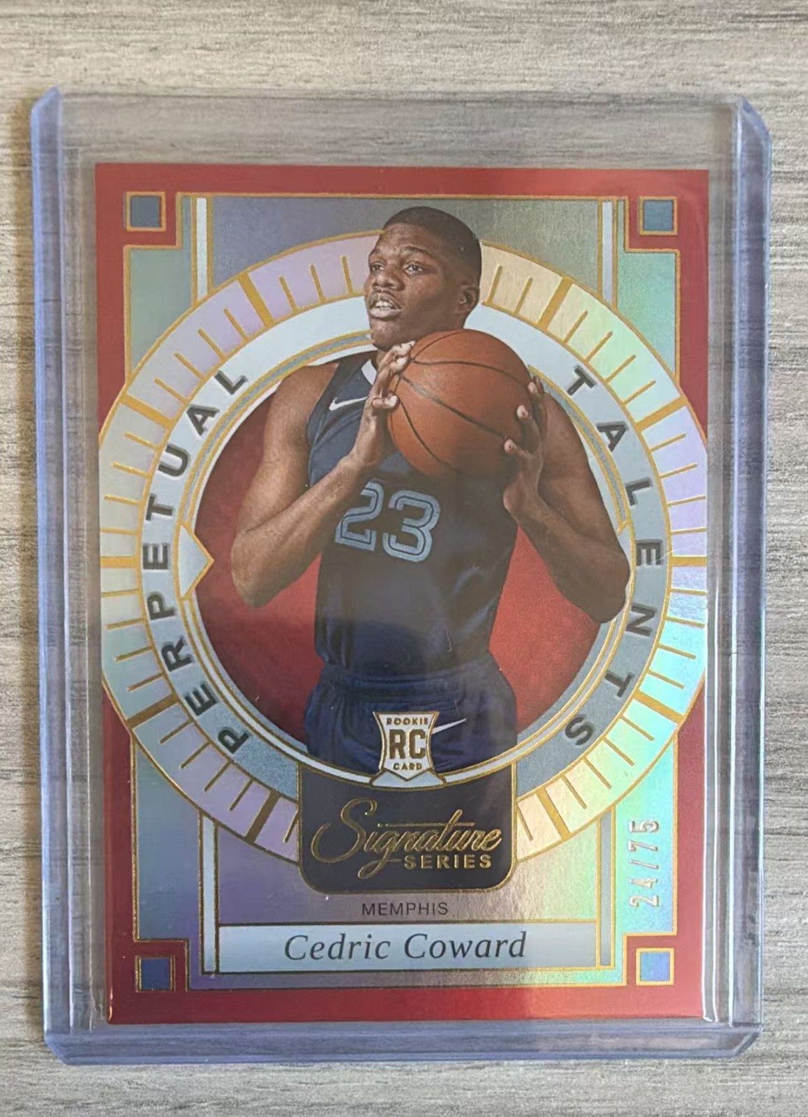 2025-26 Panini Signature Series Perpetual Talents Red #5 Cedric Coward /75 RC