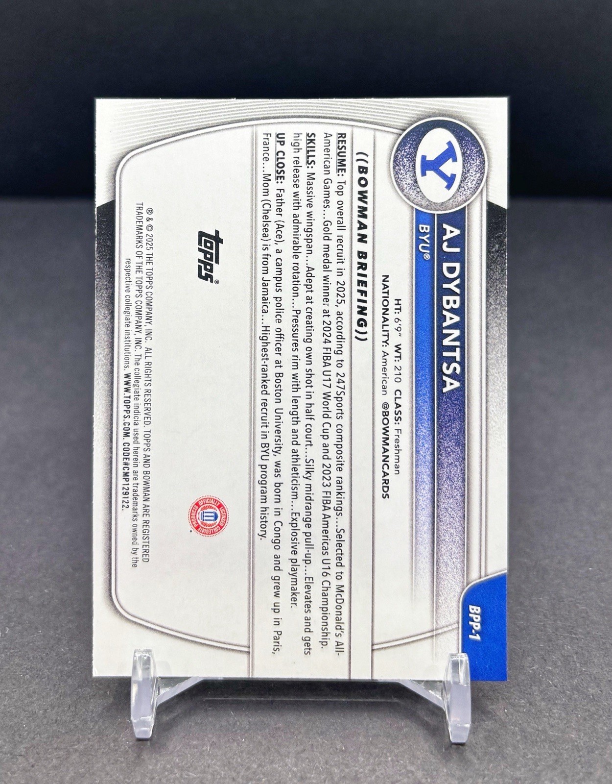 2025-26 Bowman Basketball – AJ DYBANTSA – 1st Prospect Paper – BYU #BPP-1