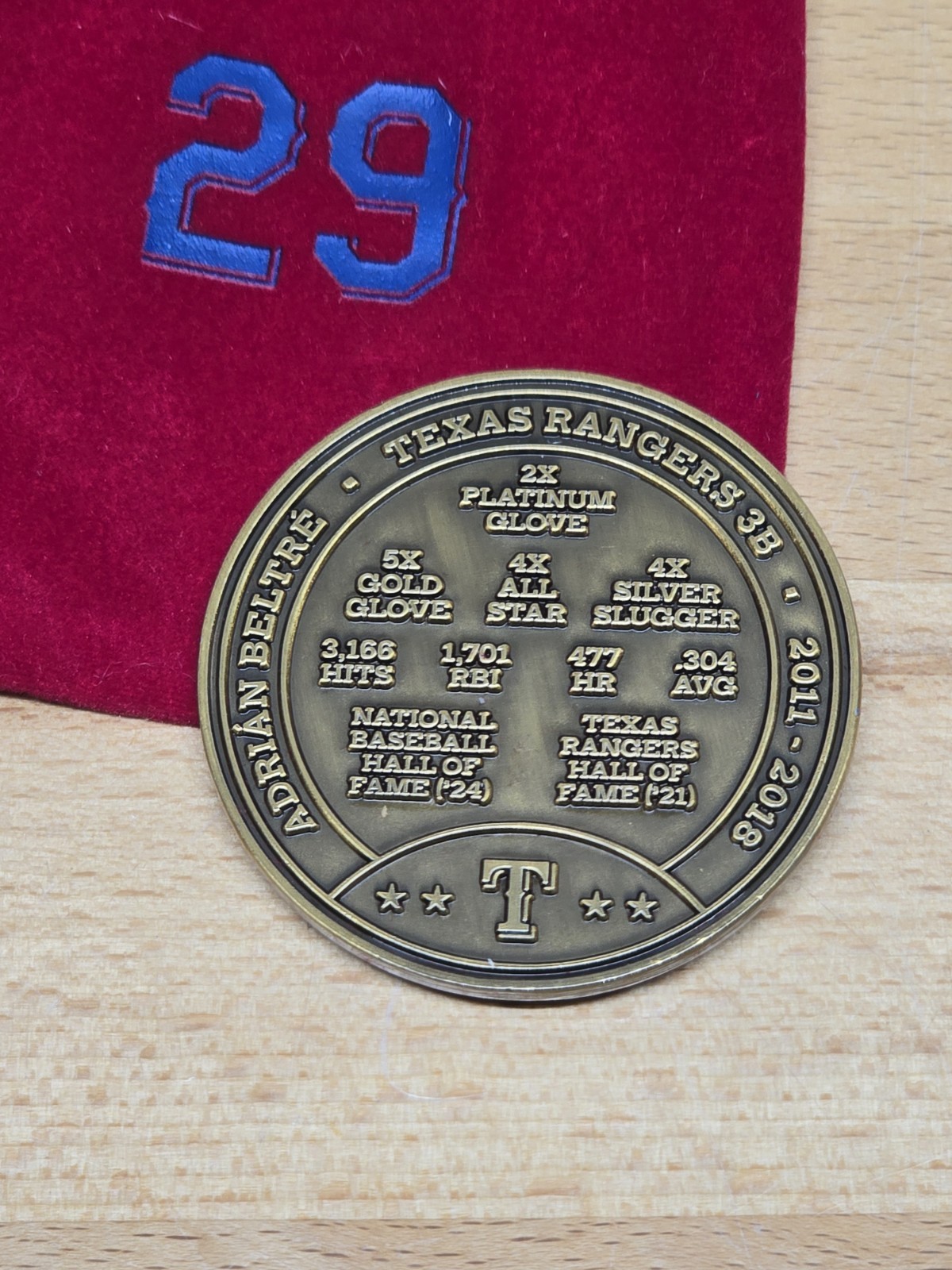 2025 Adrian Beltre HOF Collectible Coin Texas Rangers Theme Night 8/23/25