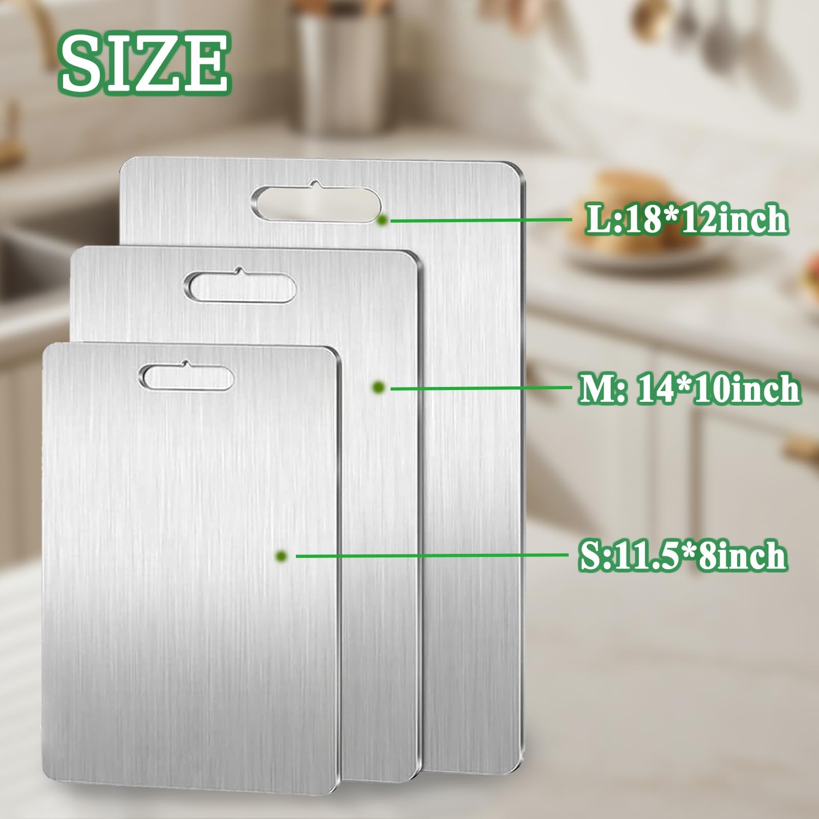 Titanium Cutting Board, 2026 New Upgrade 100% Pure 11.5″L x 8″W, Silver(M)