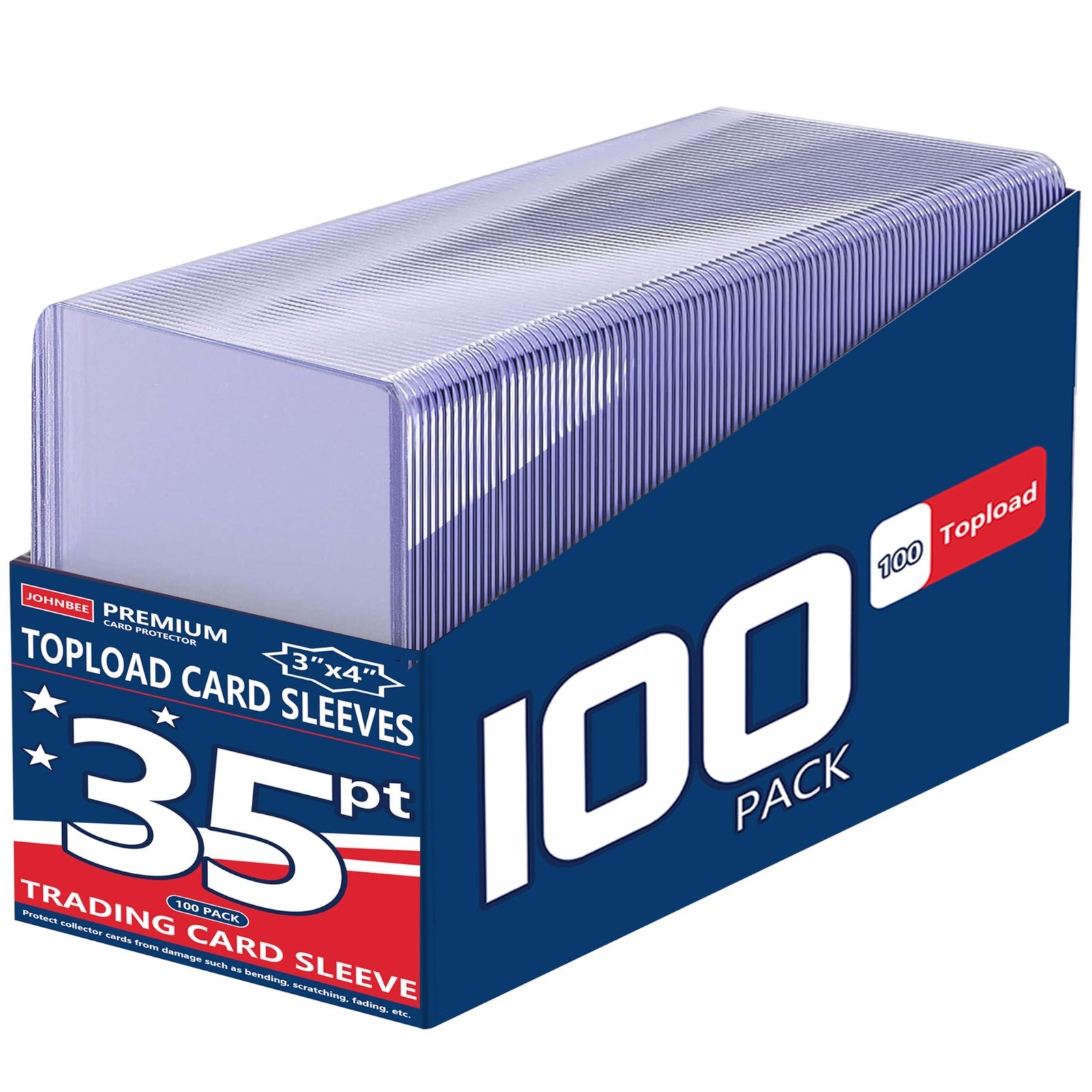 100 Ct Card Sleeves Top Loaders 3×4 – Hard Plastic Trading Baseball Cards Holder