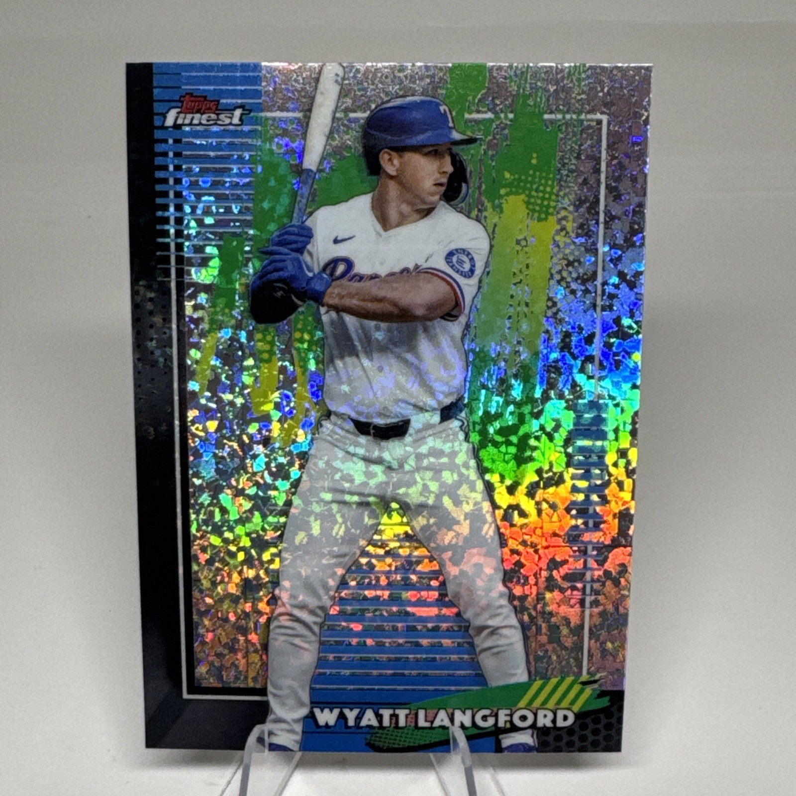 2025 Topps Finest – Wyatt Langford #67 Mini Diamond Common TEXAS RANGERS ⚾️