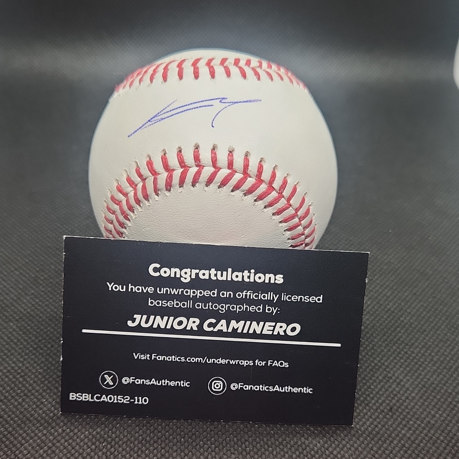 Junior Caminero Baseball Signed Ball Fanatics Authentic Original