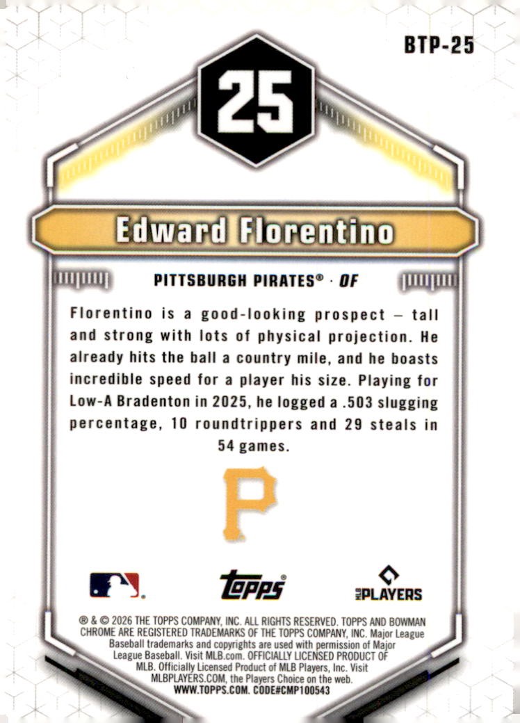 2026 Bowman #BTP-25 Edward Florentino Bowman Scouts’ Top 100