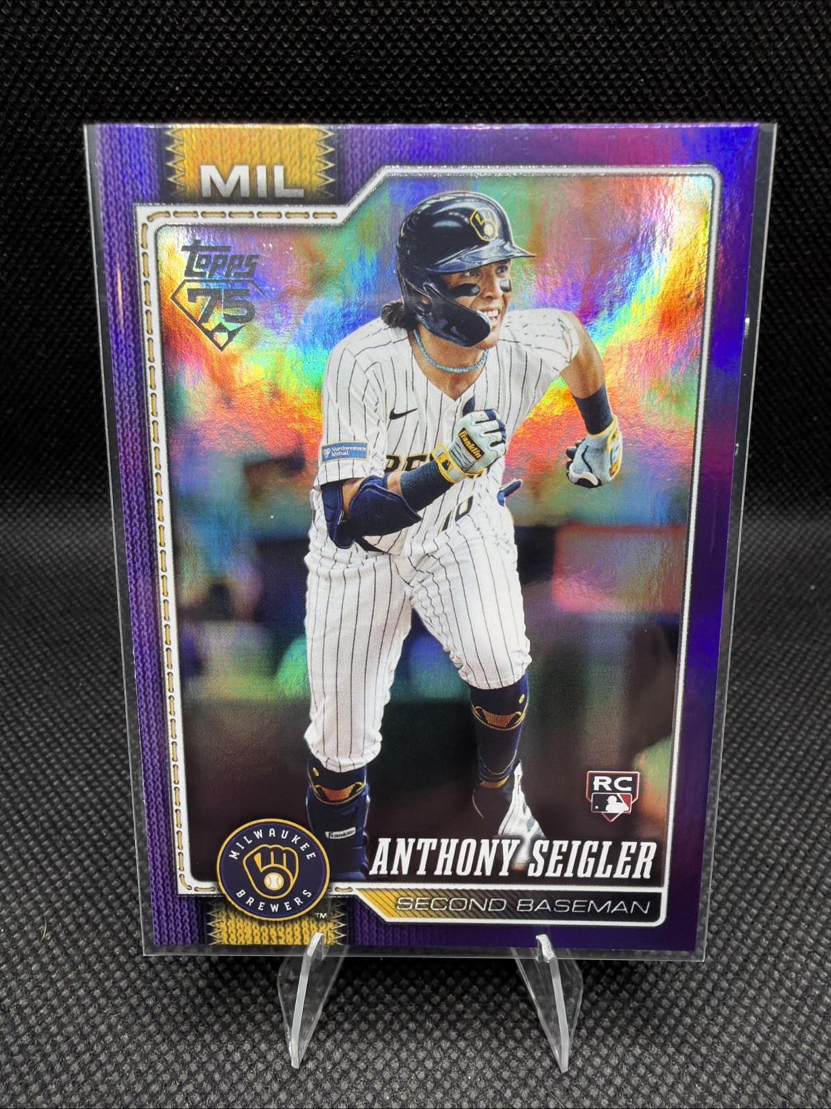 Anthony Seigler 2026 Topps #286 Purple Rainbow Foil Rookie 187/250 Brewers RC