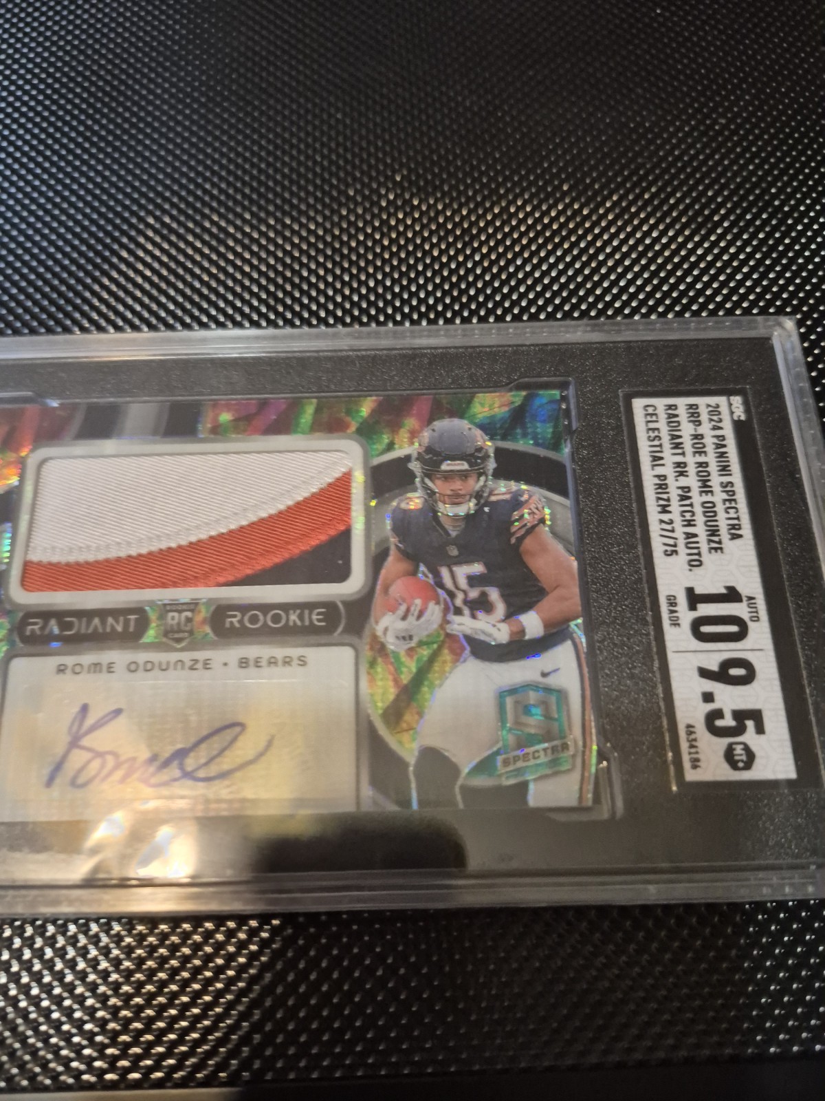 2024 Panini Spectra – Radiant Rookie Patch Signatures Rome Odunze Celestial /75