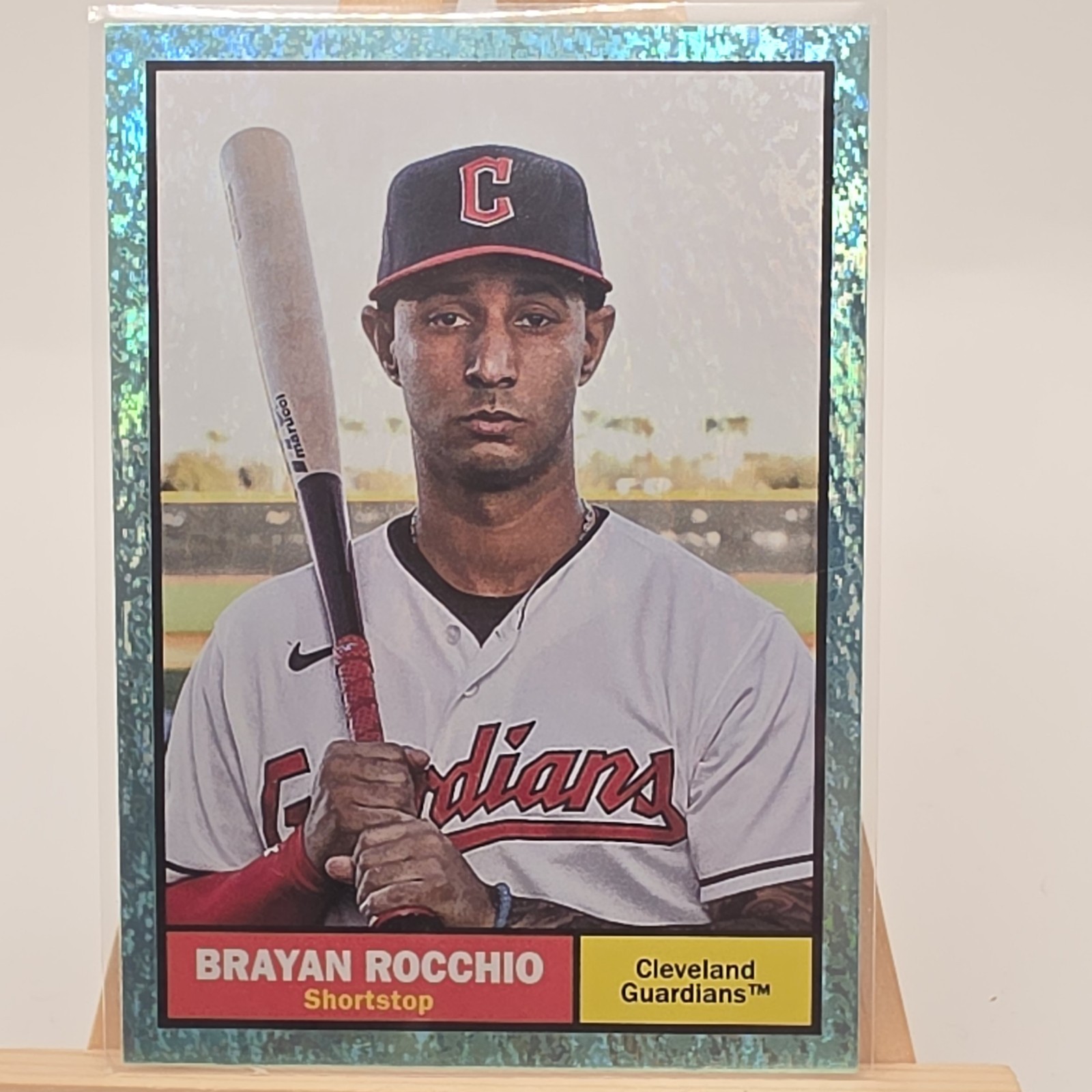 2024 Topps Archives Brayan Rocchio Aqua Sparkle Foil #88 /75 Cleveland Guardians