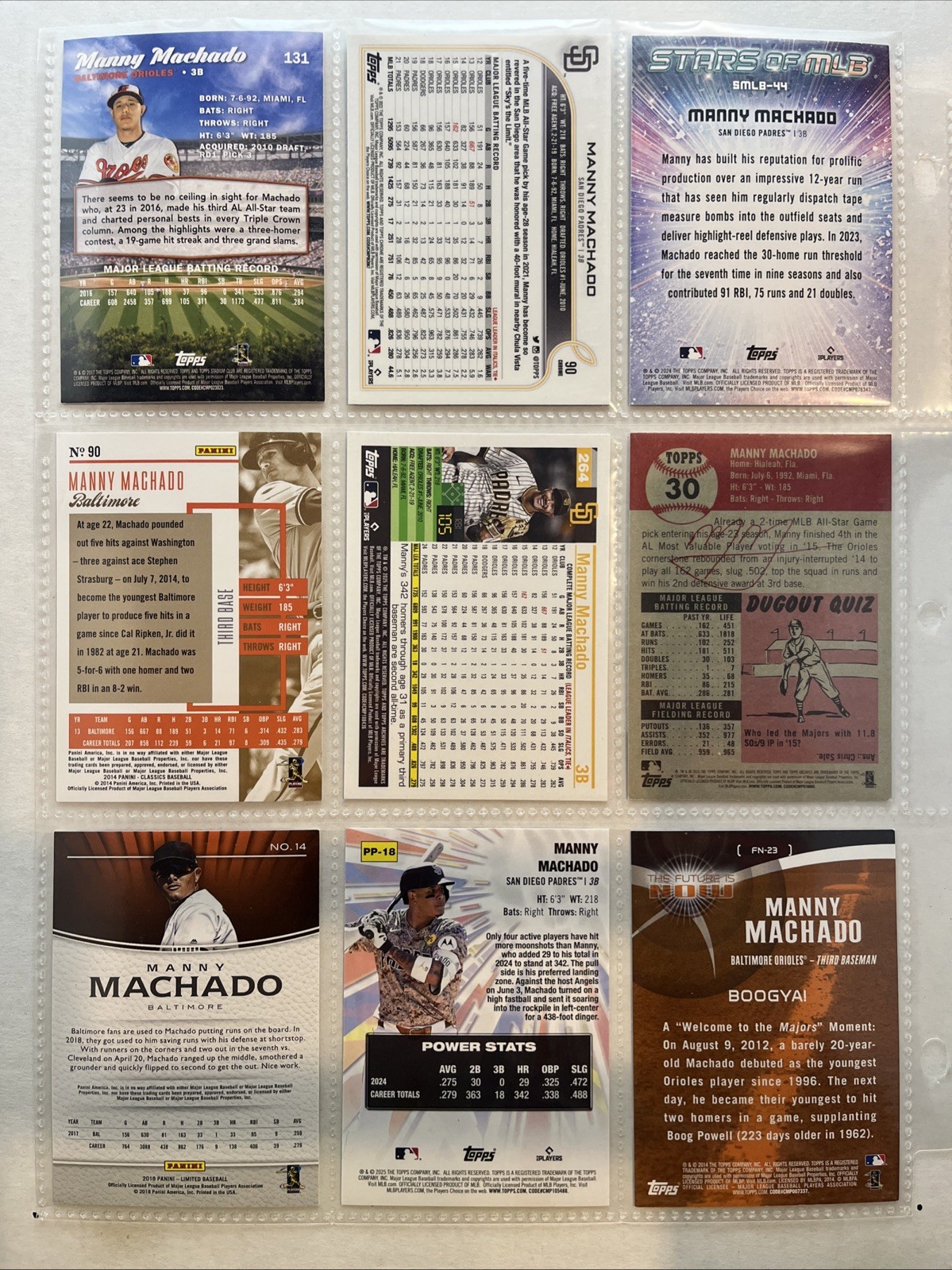 Manny Machado 9 Card Lot