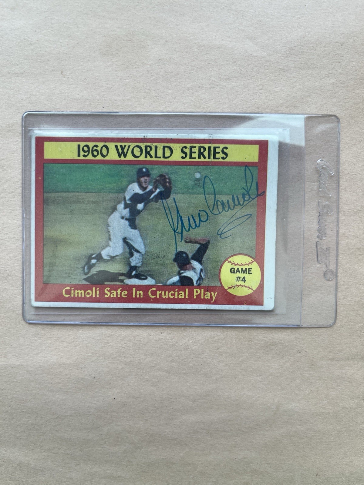 1961 Topps #309 1960 World Series Pittsburgh Pirates Gino Cimoli Autograph.