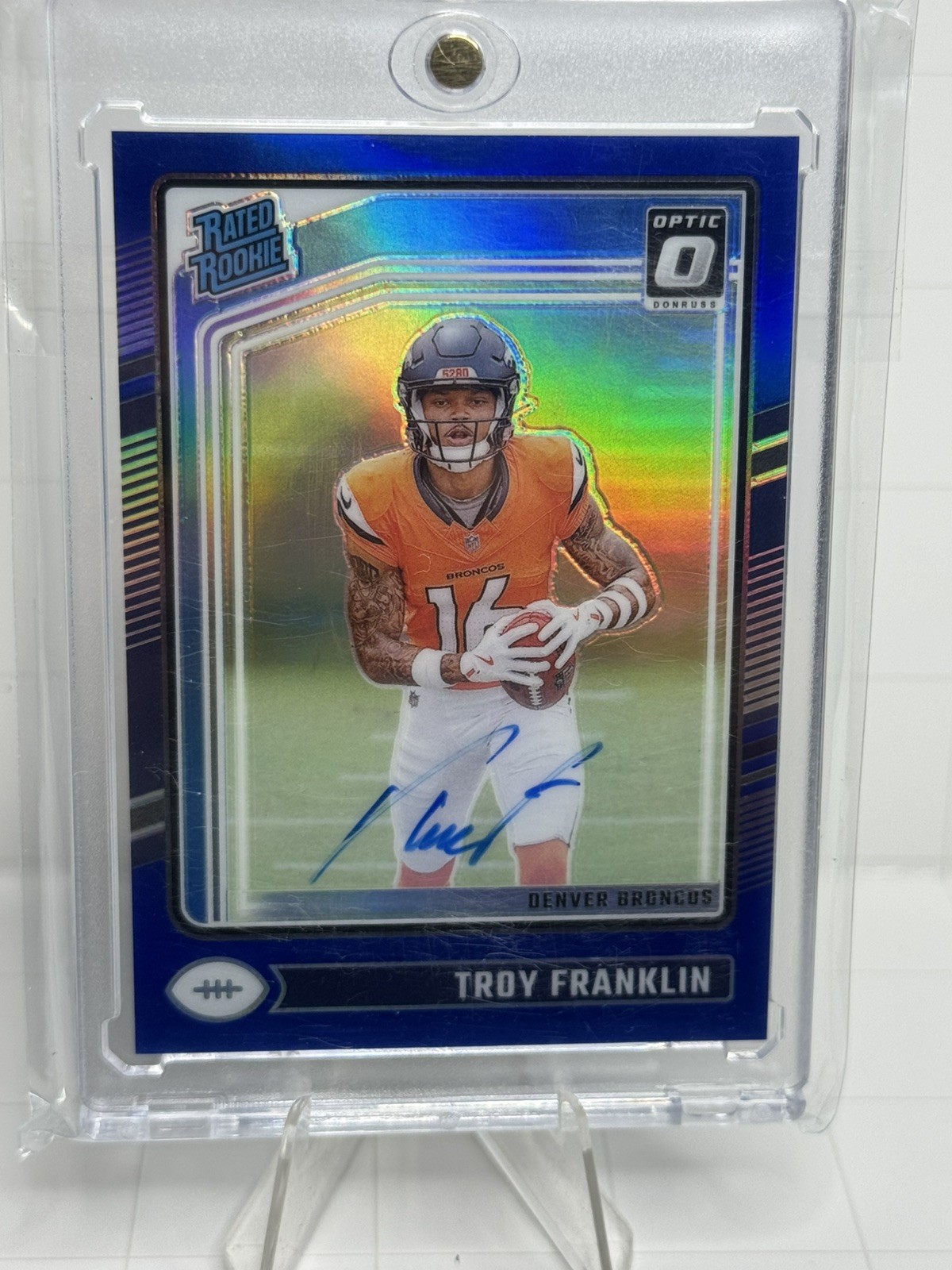 2024 Panini Donruss Optic Troy Franklin Rated Rookie RPS Auto Blue #/99 Broncos