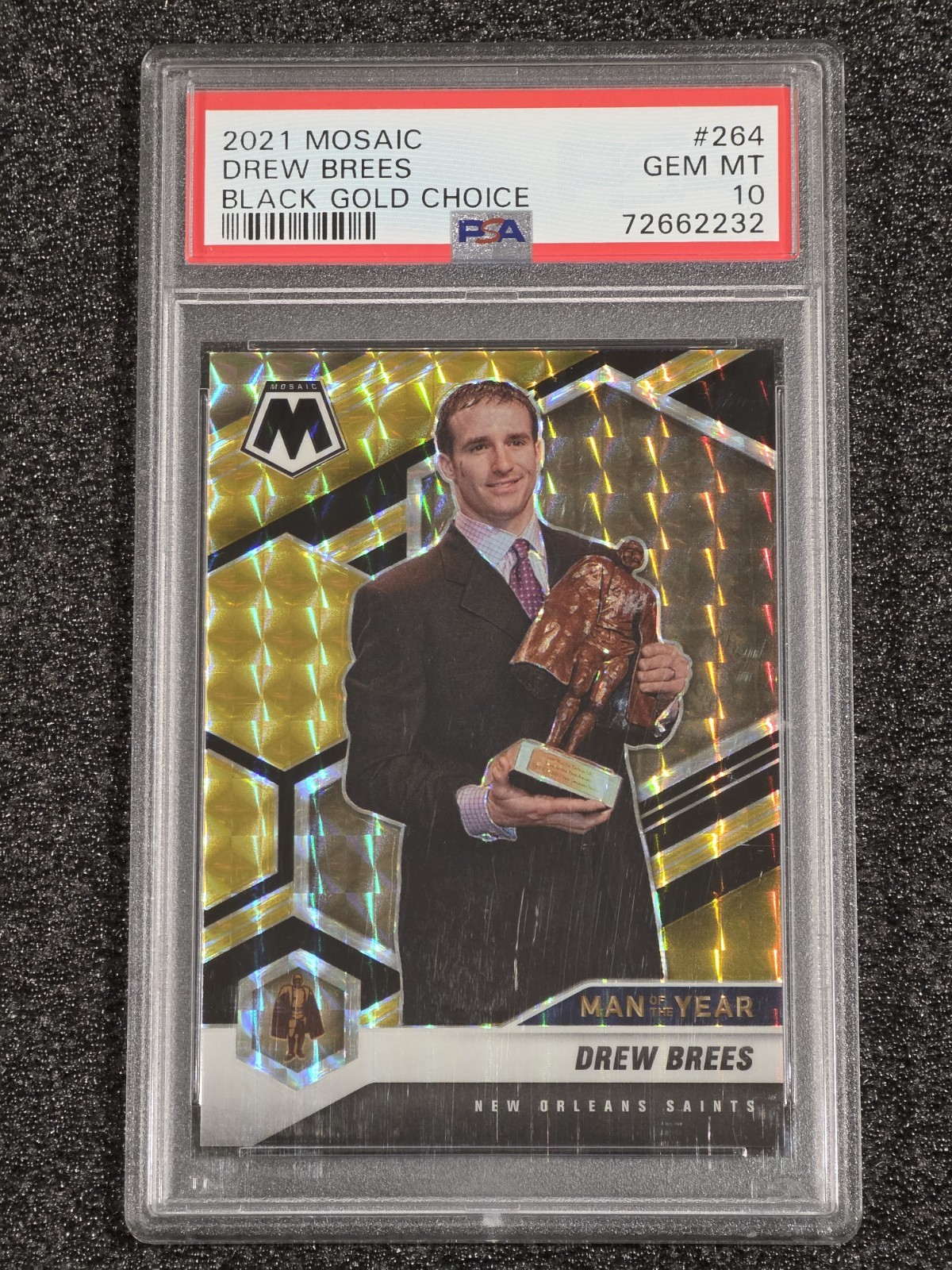 2021 Mosaic Black Gold Choice Prizm Man Of The Year #264 Drew Brees Saints /8