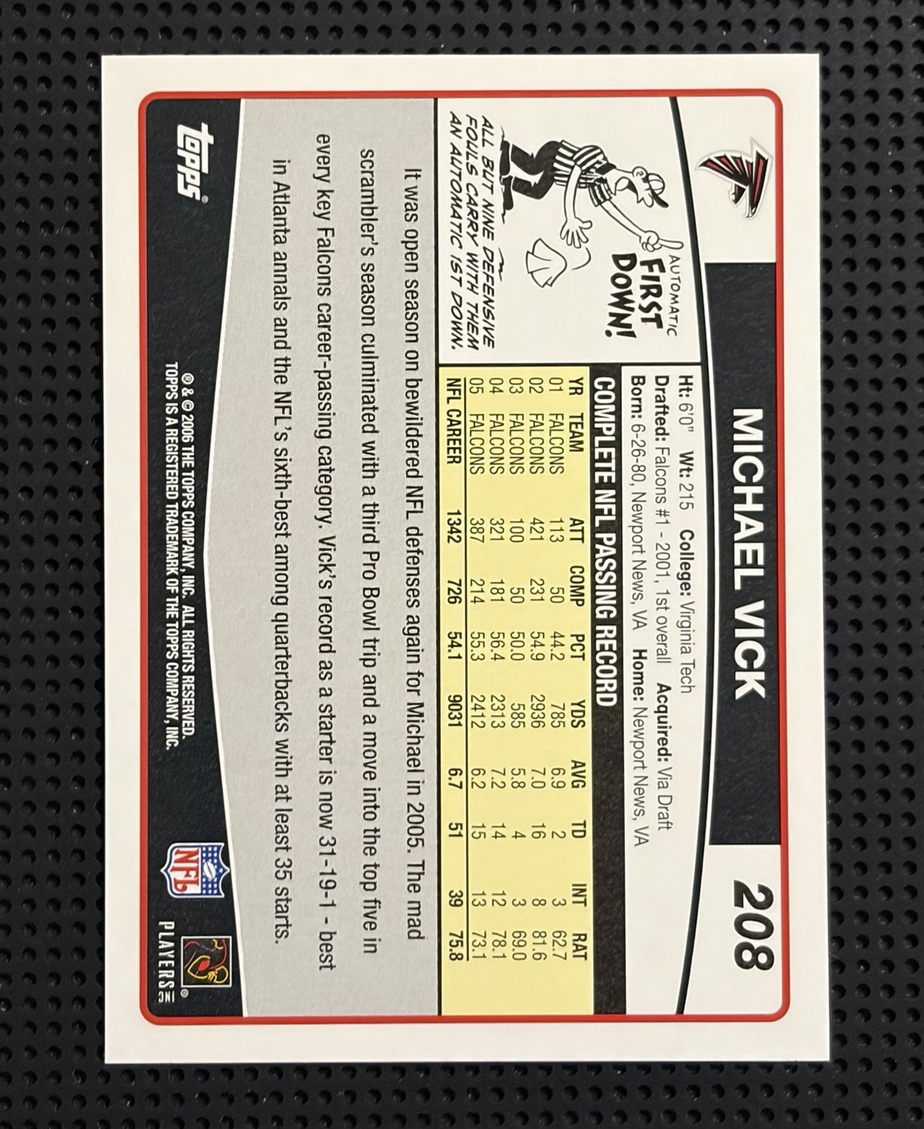 2006 Topps #208 Michael Vick Atlanta Falcons