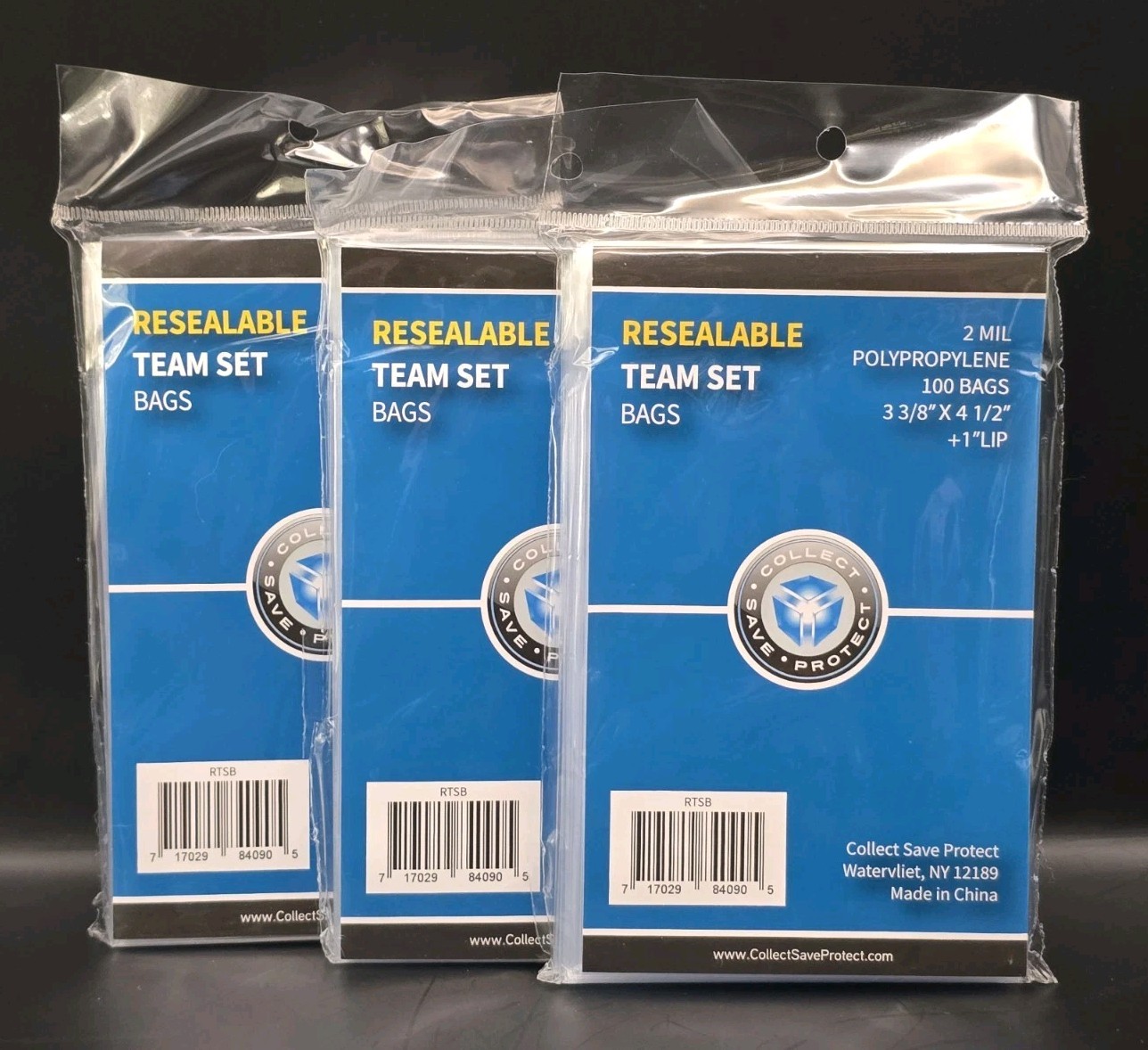 3 Packs (300x) CSP Resealable Team Set Bags 3 3/8″ x 4 1/2″ Sleeves