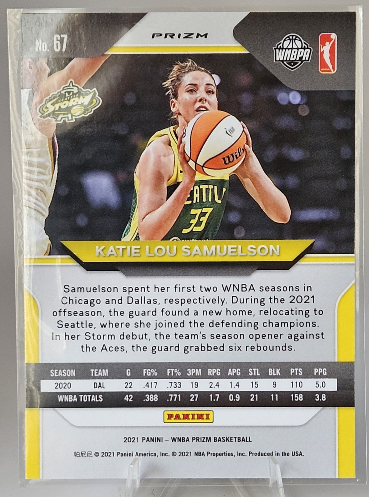 2021 Panini Prizm WNBA – Katie Lou Samuelson #67 White Sparkle Prizm