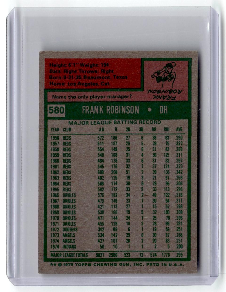 1975 Topps Mini #580 Frank Robinson