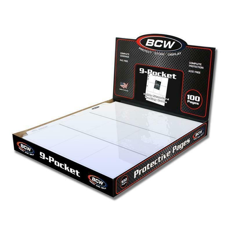 10 20 50 100 BCW 9 Pocket Page Baseball Card Holder Sleeve Binder Cards Storage