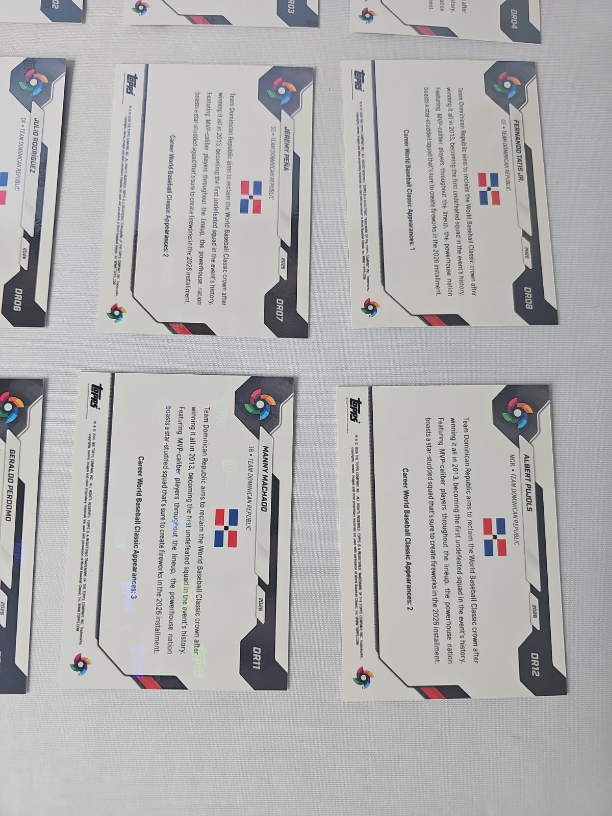 2026 World Baseball Classic Topps Now Team Dominican Republic 12 BASE CARDS