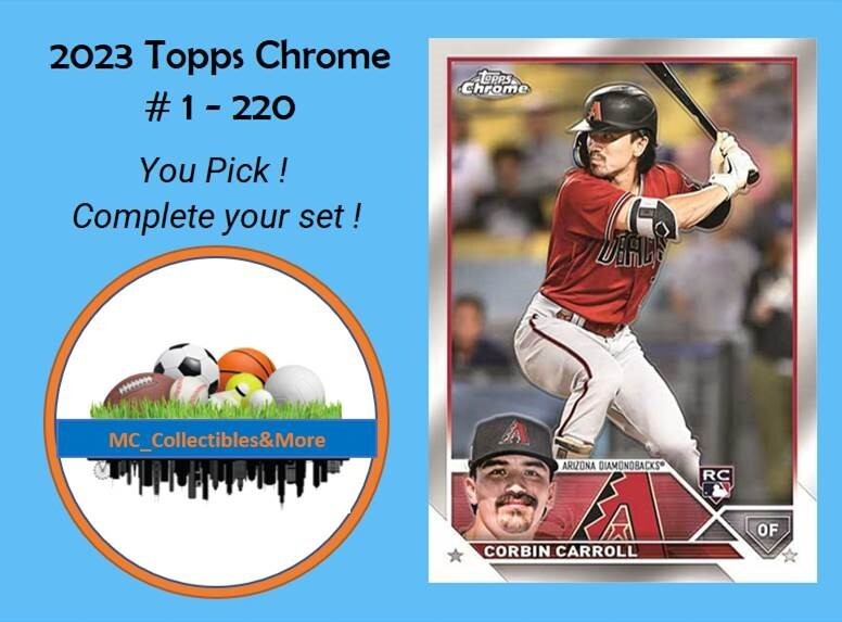 2023 Topps Chrome #1-220 – You Pick & Complete Your Set **FREE SHIP w/10+