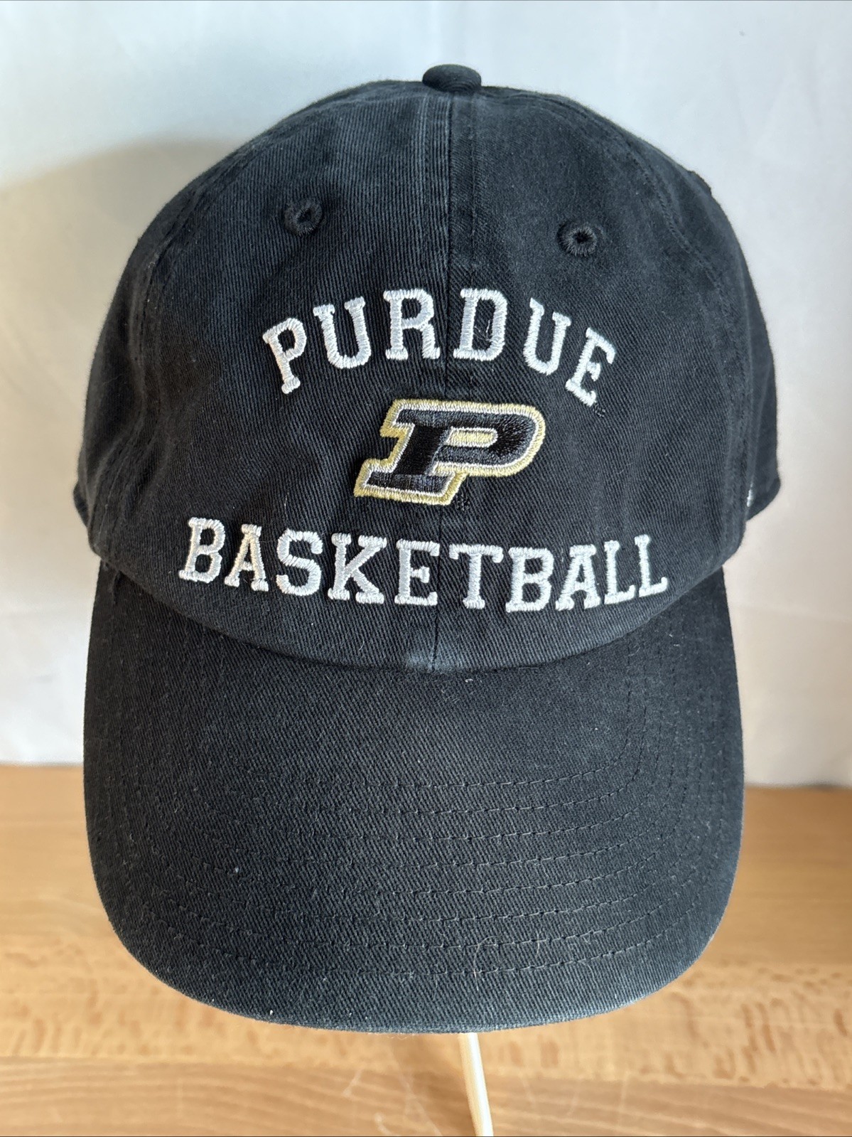 Purdue Boilermakers Black Basketball Cap Embroidered P Logo Adjustable Strap