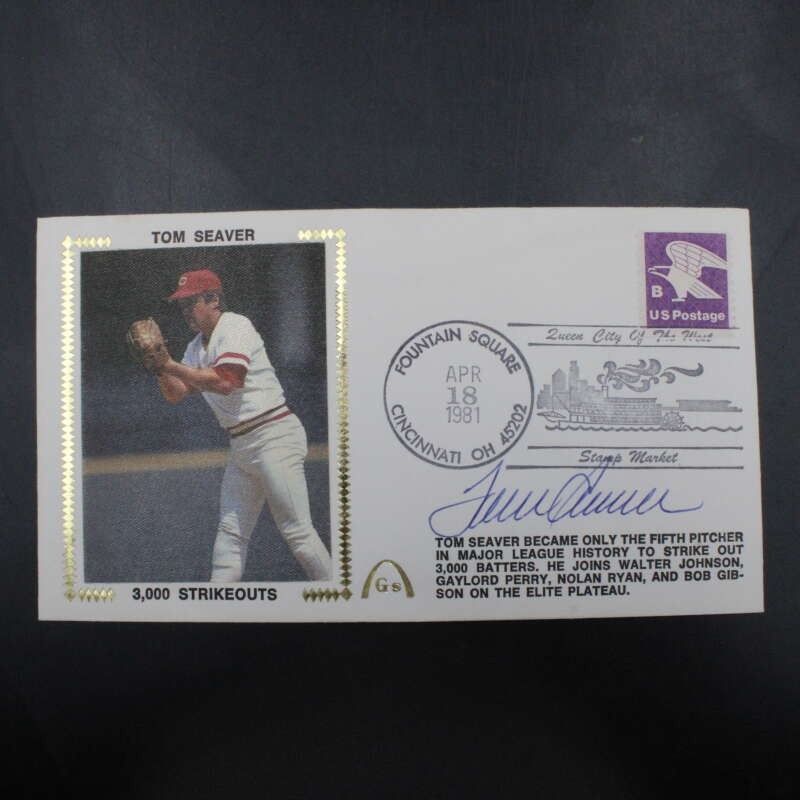 Tom Seaver Signed 1981 Cachet Envelope Reds Autograph 3,000 Strike Out ZJ22819