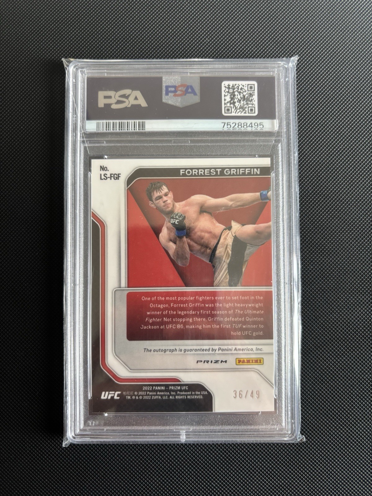 Panini Prizm UFC Legendary Signatures Forrest Griffin Blue Prizm /49 Auto POP 2