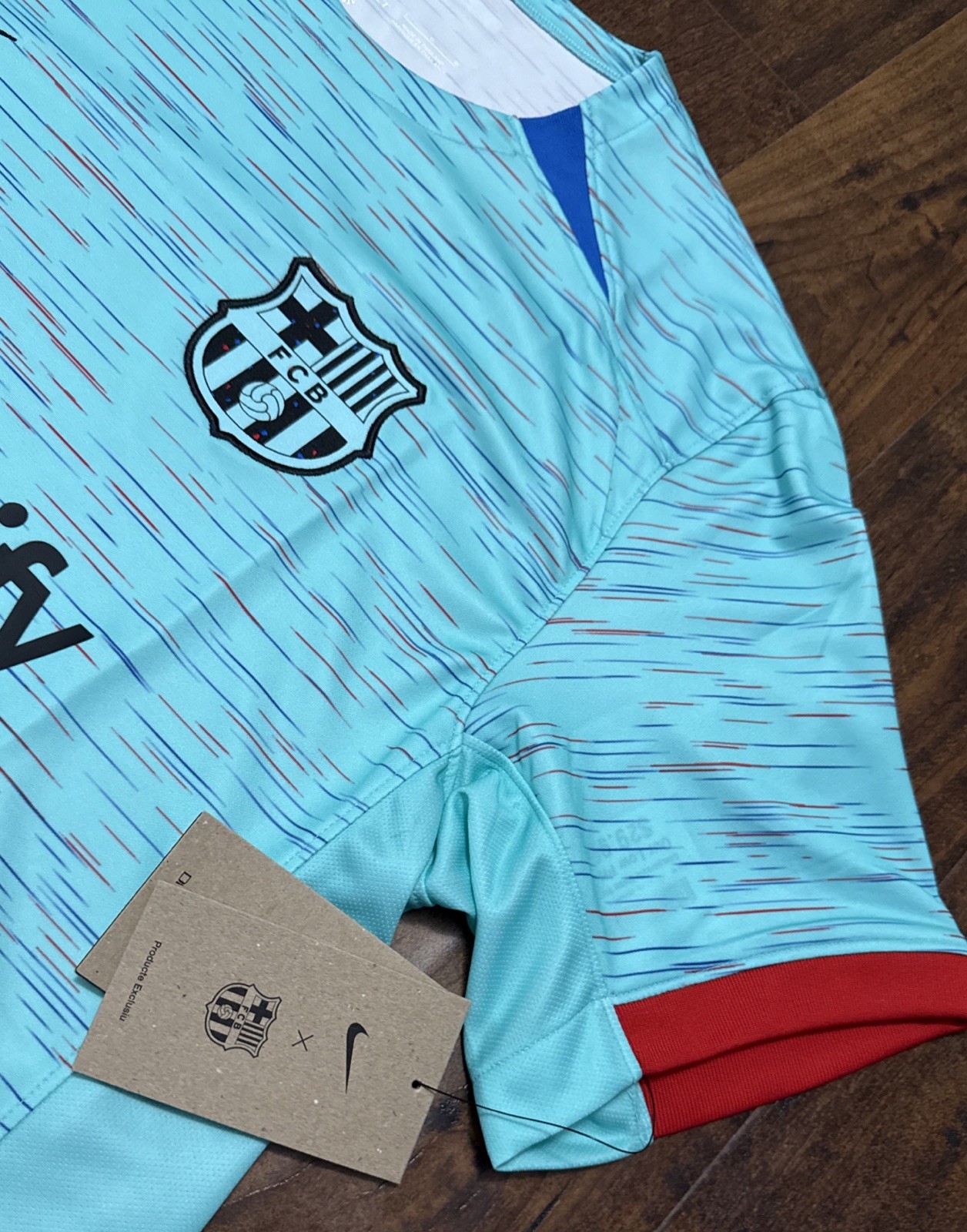 NWT Nike Authentic FC Barcelona Aqua-487 Soccer Jersey DX9820 Men’s L. A4