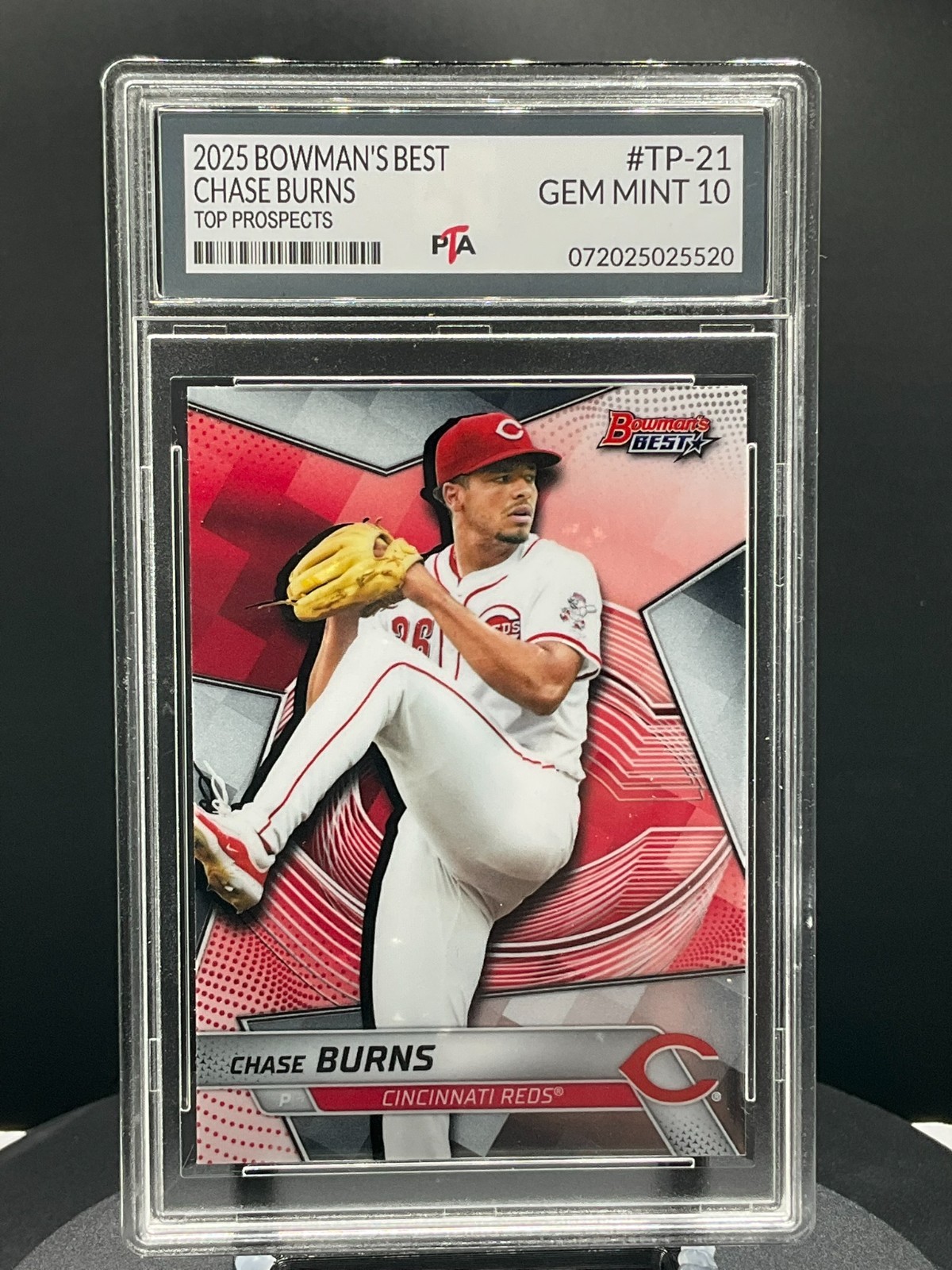 2025 Bowman’s Best Chase Burns Tops Prospects Rookie Reds ~ GEM MINT PTA 10🔥