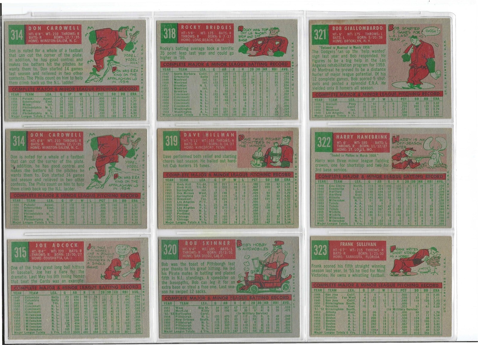 1959 TOPPS BASEBALL CARD SINGLES (205-323) $1.50+ w/ discount