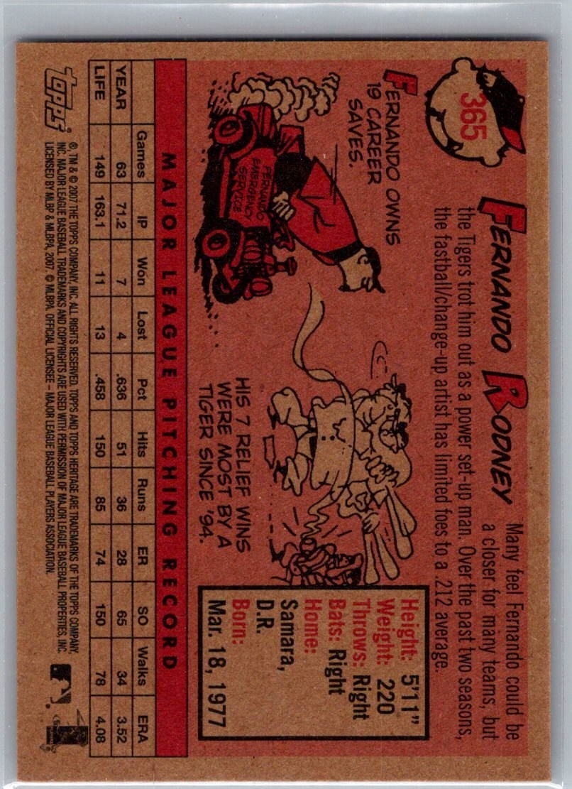 2007 Topps Heritage SP Short Print #365 Fernando Rodney