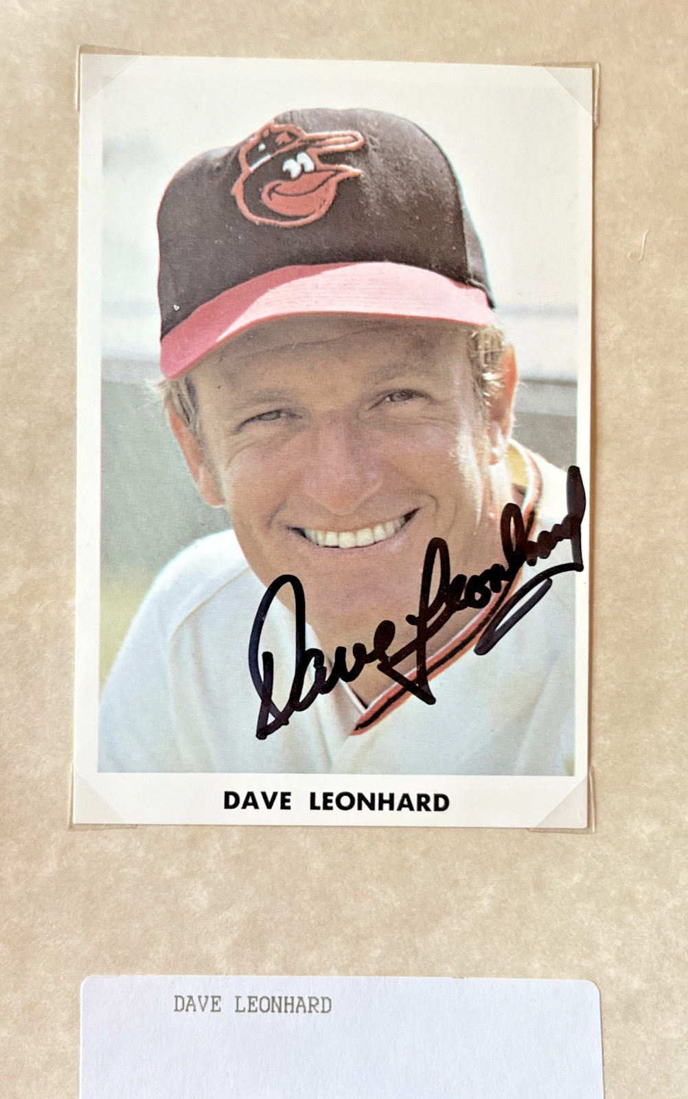 Dave Leonhard Autographed Signed 3.5X5.25 Photo MLB Baseball Baltimore Orioles
