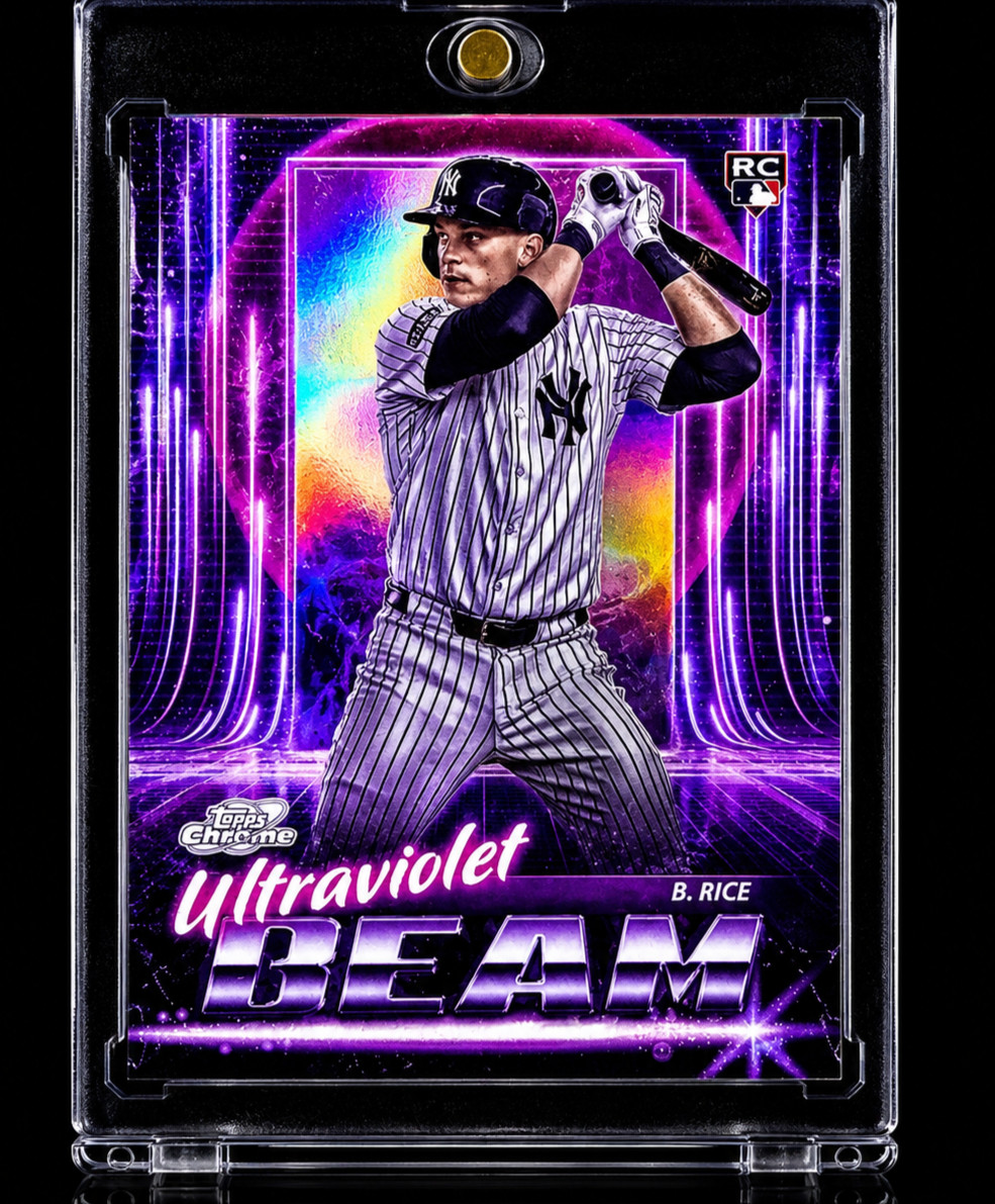 BEN RICE ROOKIE NEON REFRACTOR RARE Chrome Holo SP Insert Topps 2025 Yankees MVP
