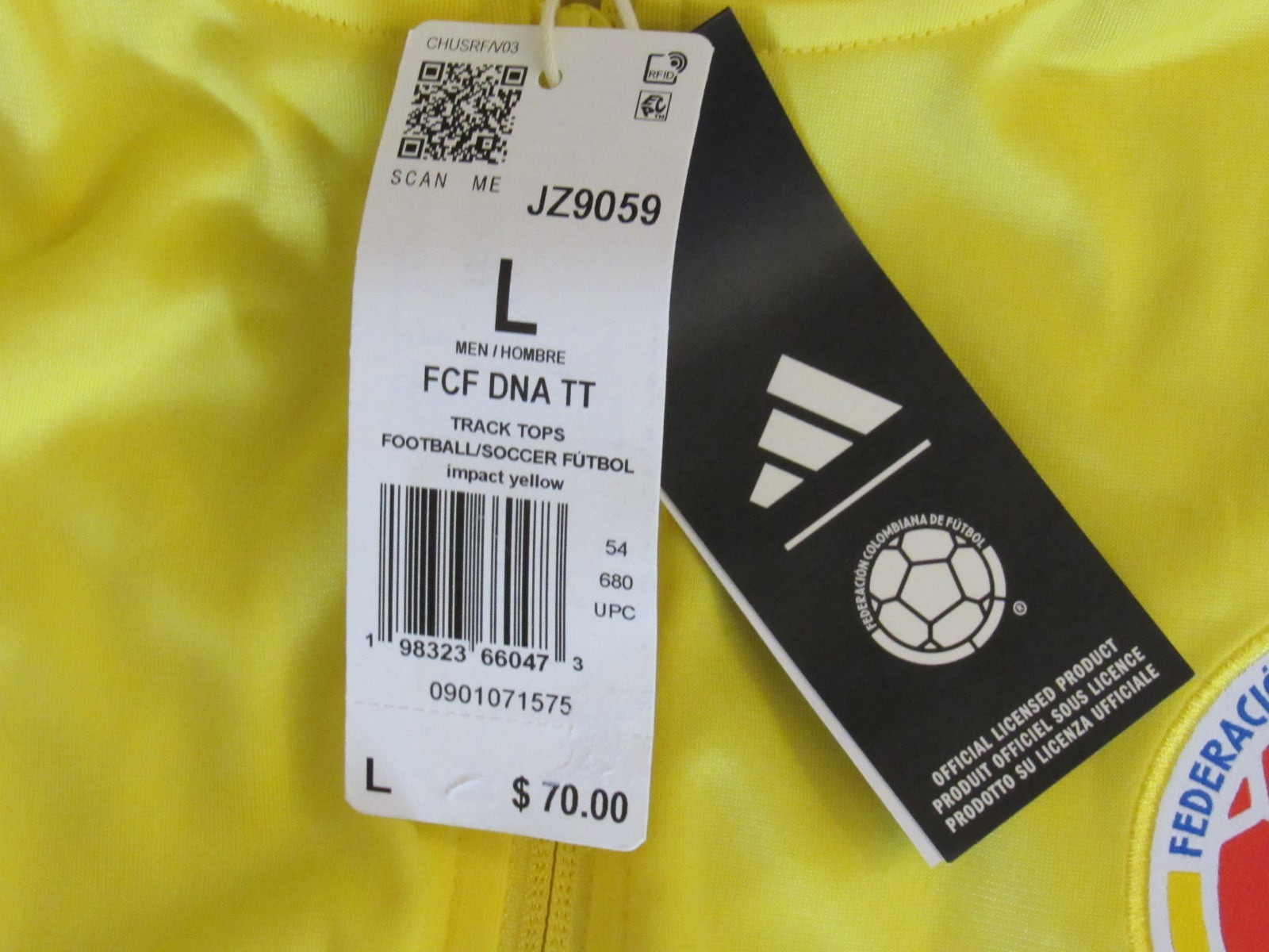 adidas Colombia FCF FIFA World Cup DNA Team Soccer Track Jacket size Men’s Large