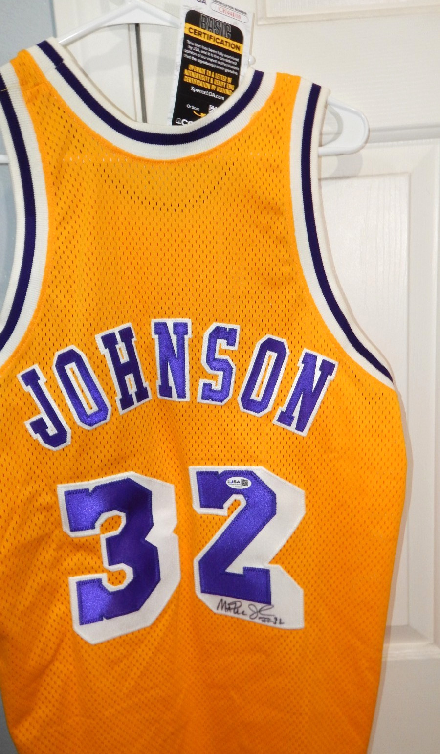 EARVIN MAGIC JOHNSON NBA Signed Autographed #32 LA Lakers Gold Jersey JSA COA