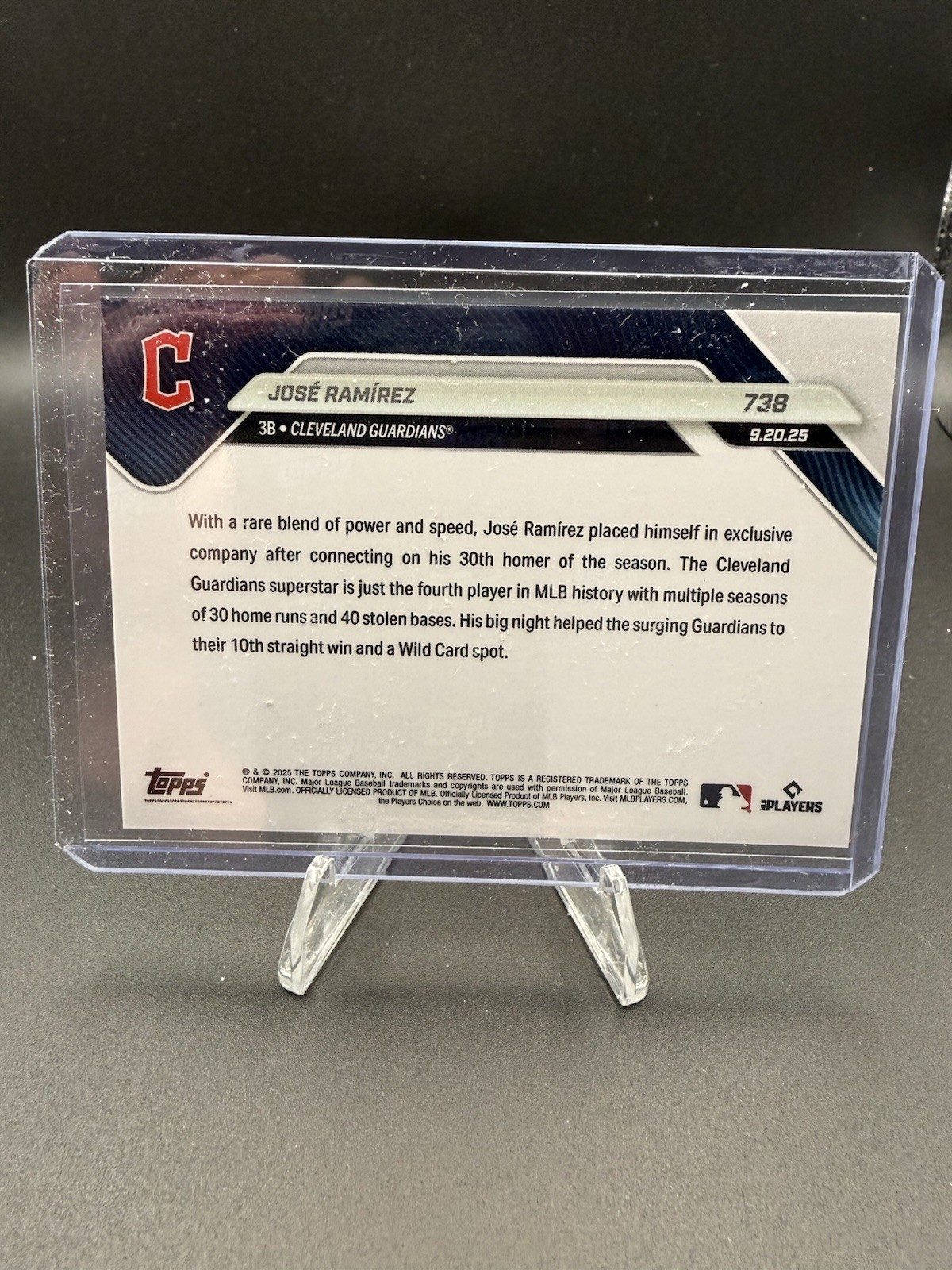 2025 Topps Now 738 Jose Ramirez 9/20/25 4th with multiple 30/40 season PR /837