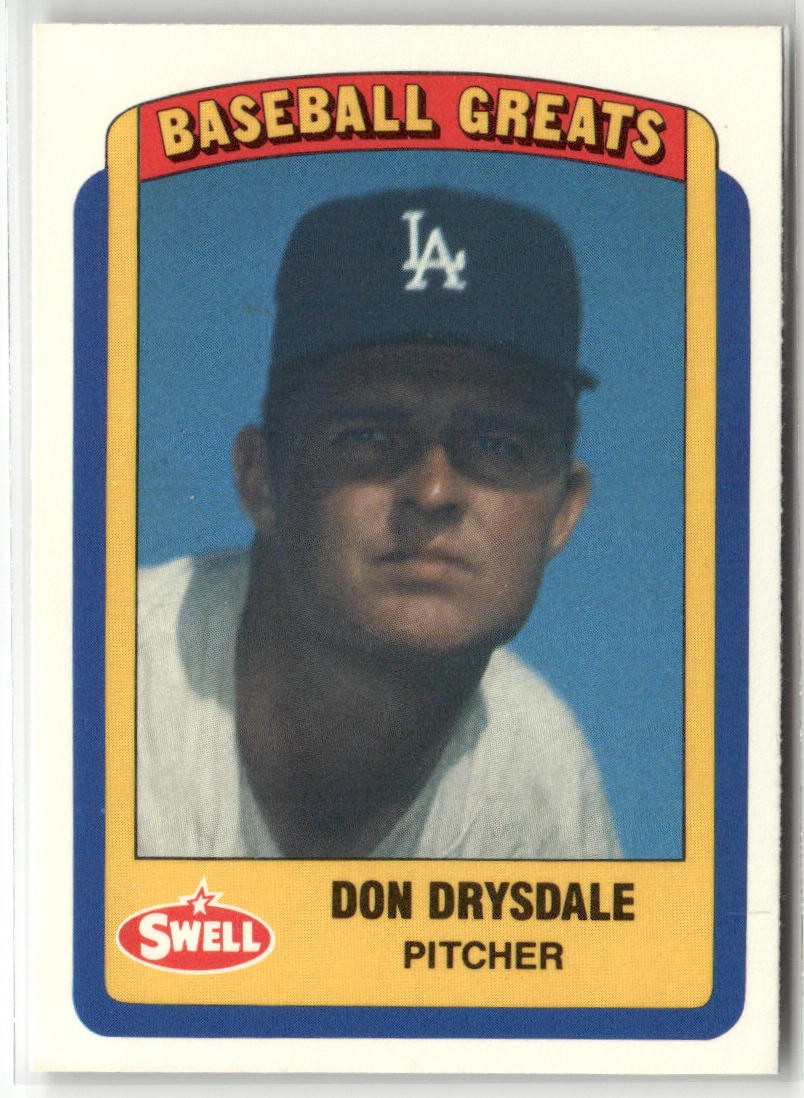 1990 SWELL BASEBALL GREATS #62 DON DRYSDALE LOS ANGELES DODGERS