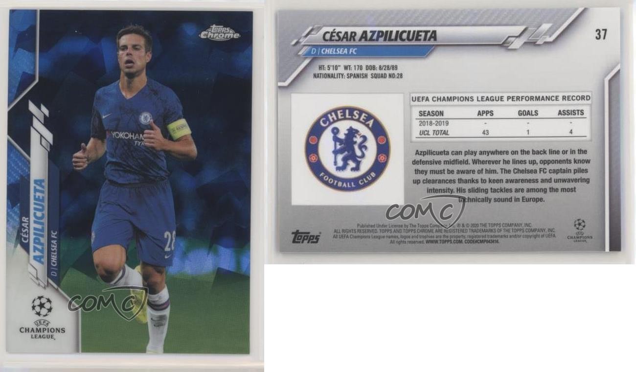 2019 Topps Chrome UEFA Champions League Sapphire Cesar Azpilicueta César #37 2k3