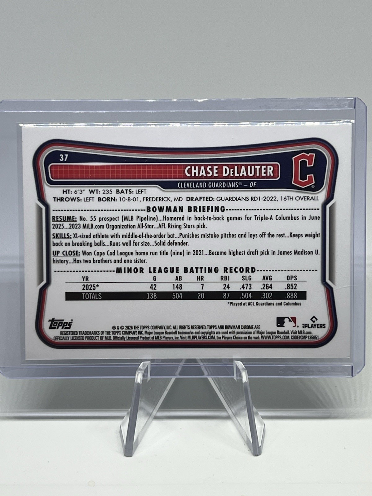 2026 Bowman Chrome Rookie Mega Refractor Green /399 Chase DeLauter Guardians RC