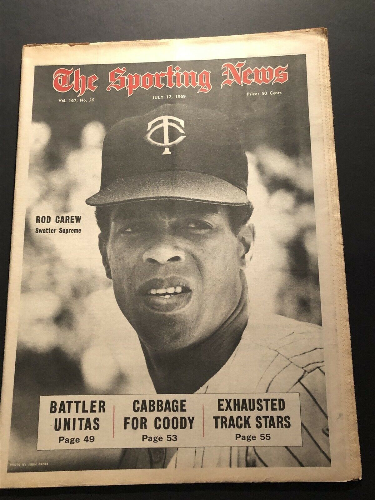 1969 Sporting News MINNESOTA TWINS ROD CAREW No/Lab SWATTER SUPREME John UNITAS
