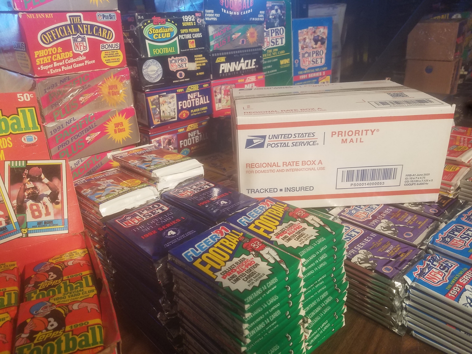 1000 Cards – Unopened NFL Football Card Wax Box Packs
