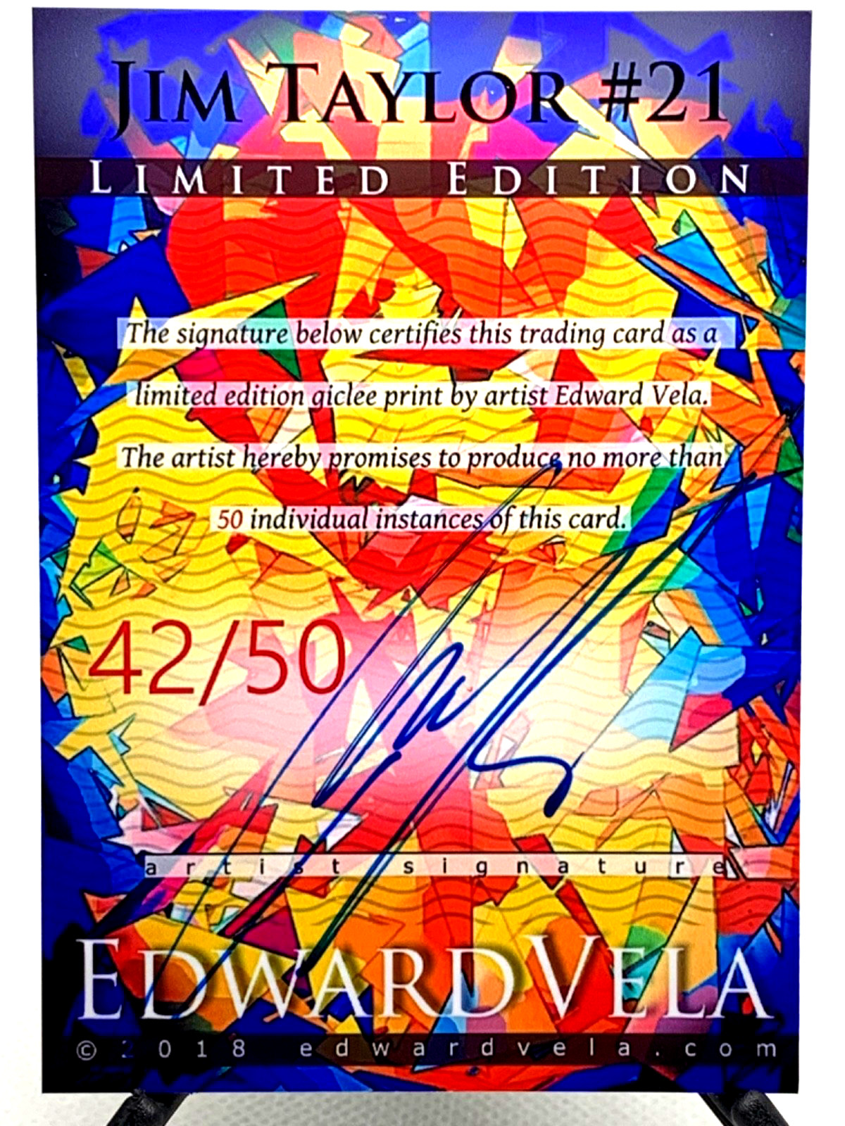 Jim Taylor 42/50 Limited Edition Signed Edward Vela card (Football)