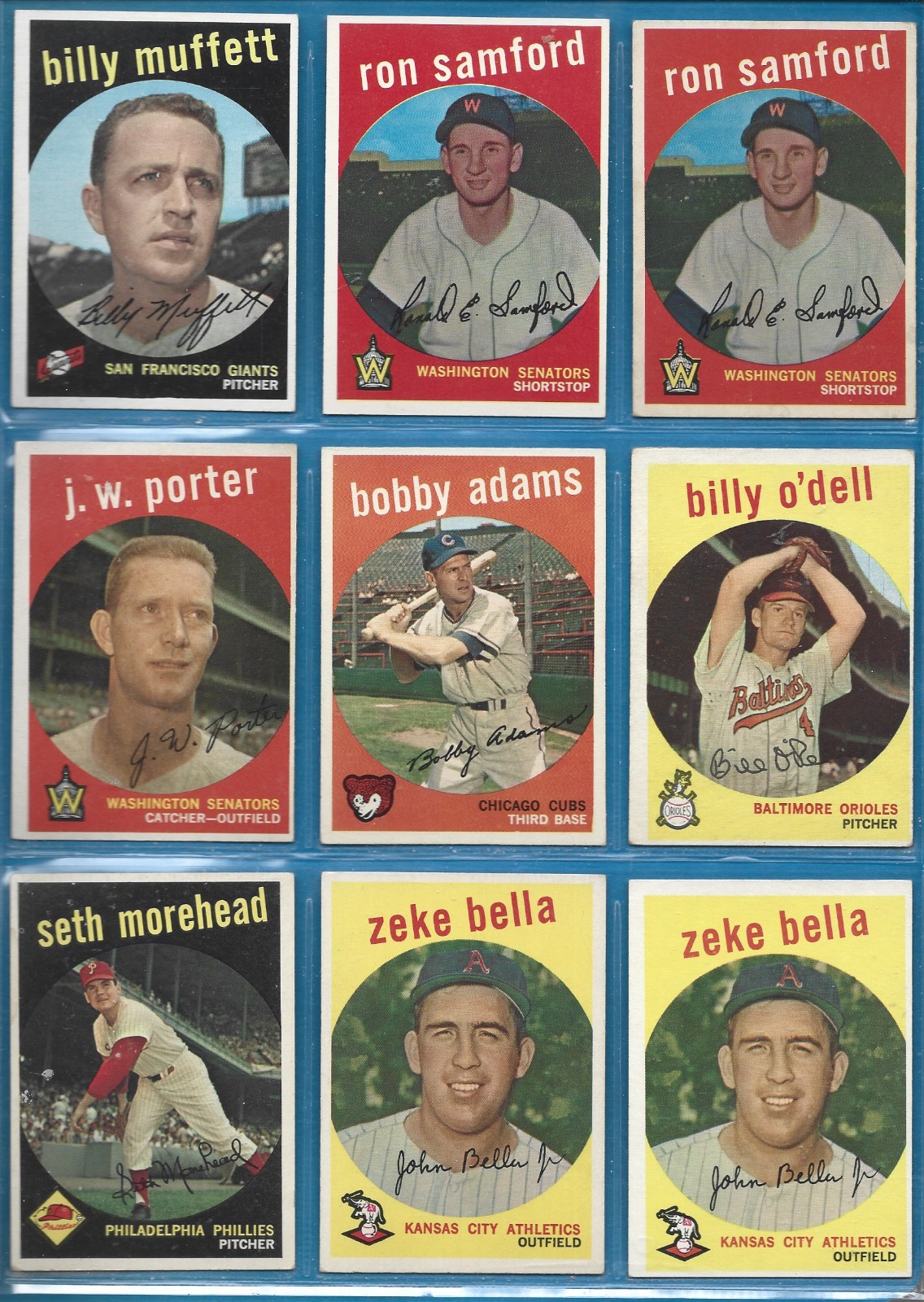 1959 Topps Baseball Common Players- Fill your set -Ex To Exmt – No Creases
