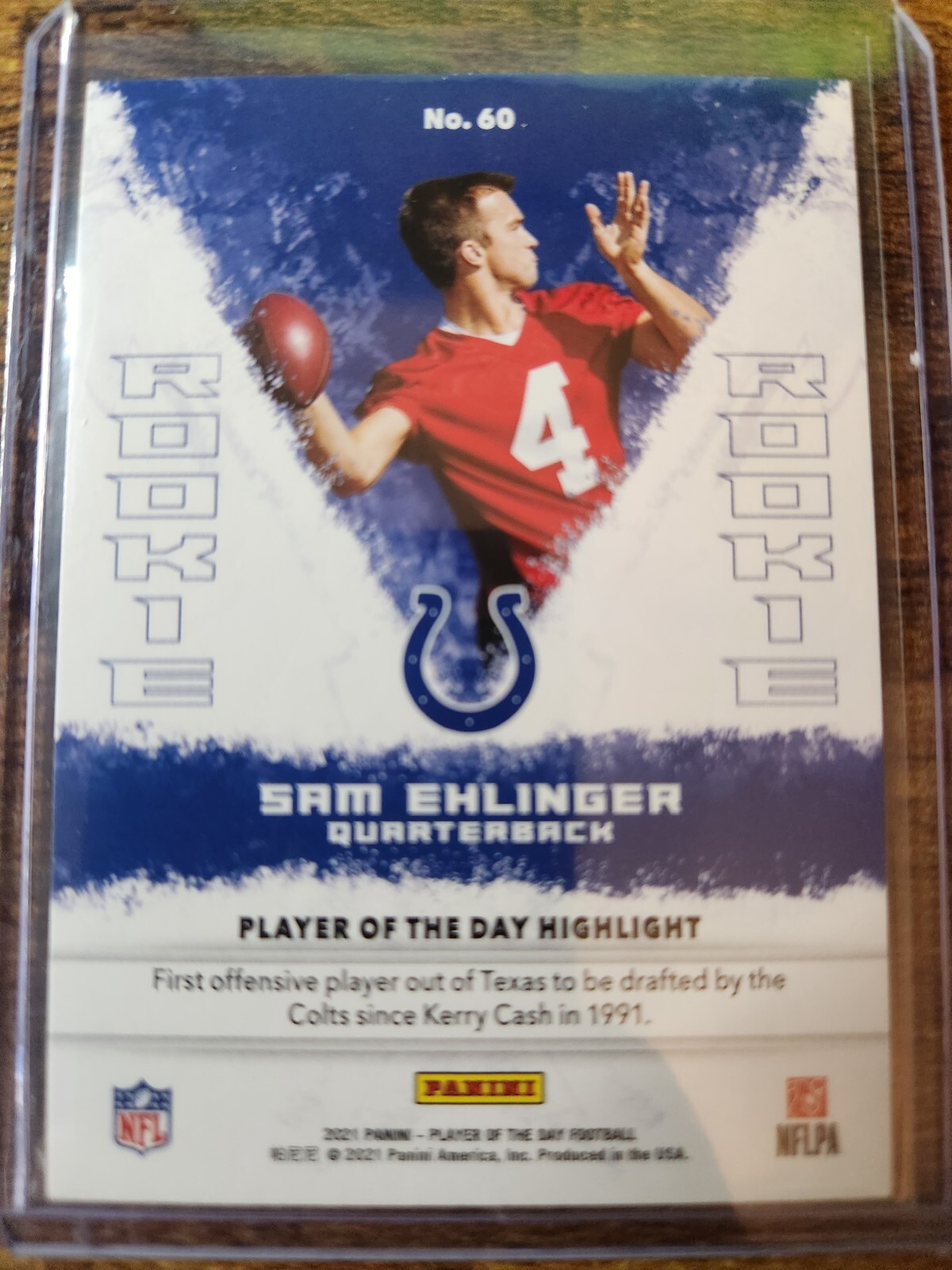 2021 Panini Player of the Day Sam Ehlinger Rookie RC #60 Indianapolis Colts