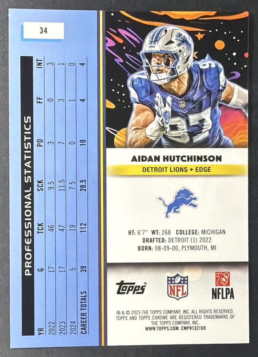 Aidan Hutchinson 2025 Topps Football Cosmic Chrome #34
