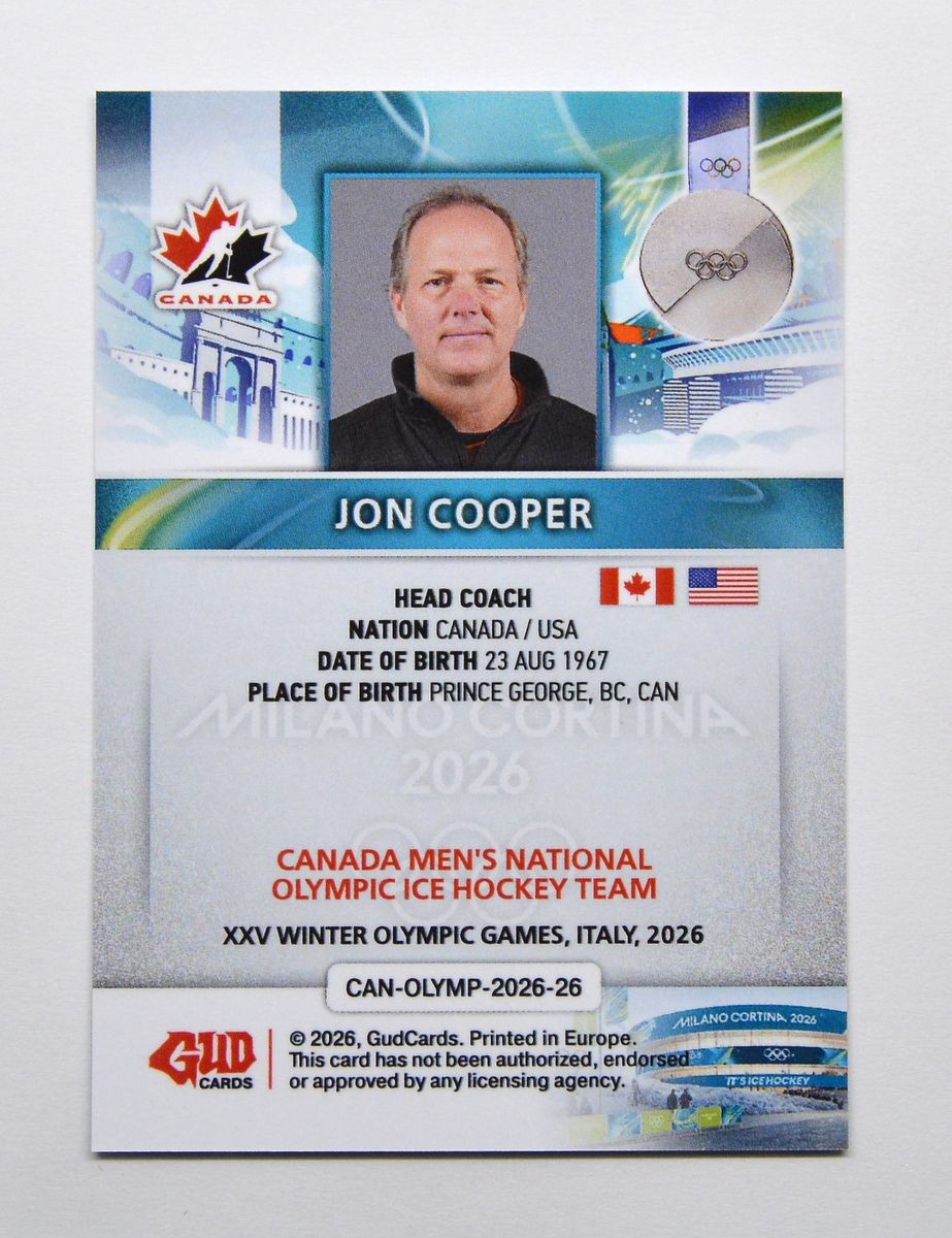 2026 GudCards Olympics Team Canada #26 Jon Cooper